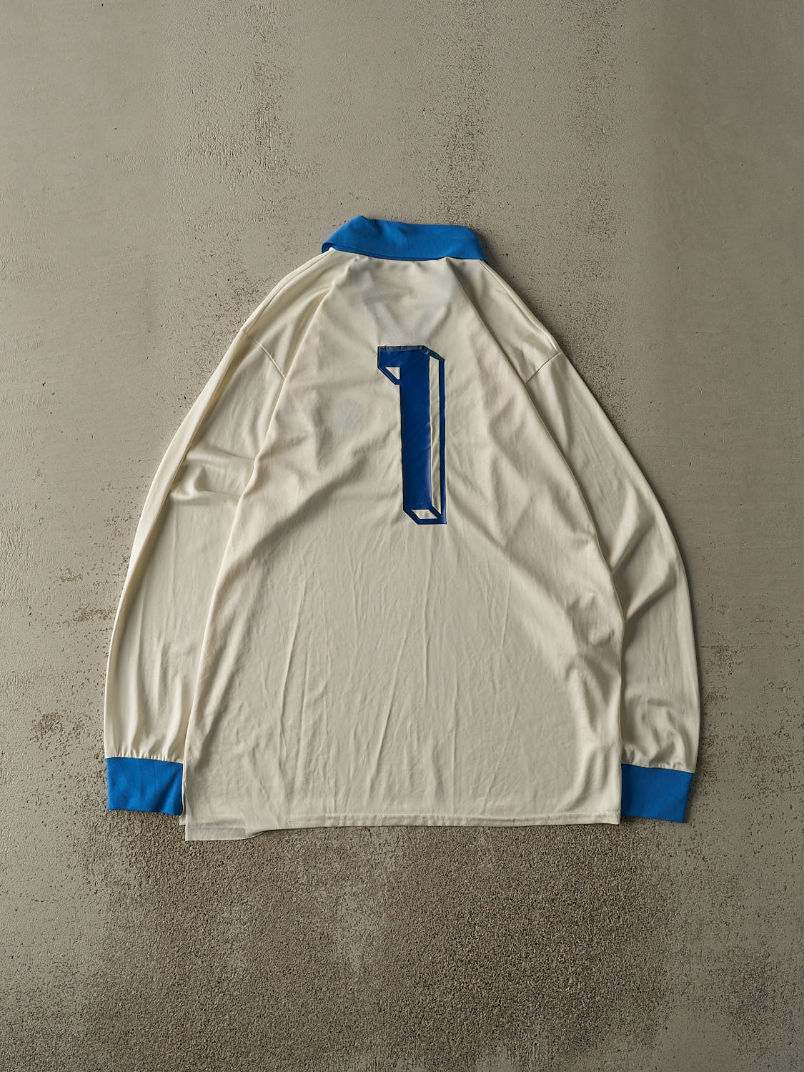Vintage Y2K White & Blue Italia Long Sleeve Soccer Jersey (L/XL)