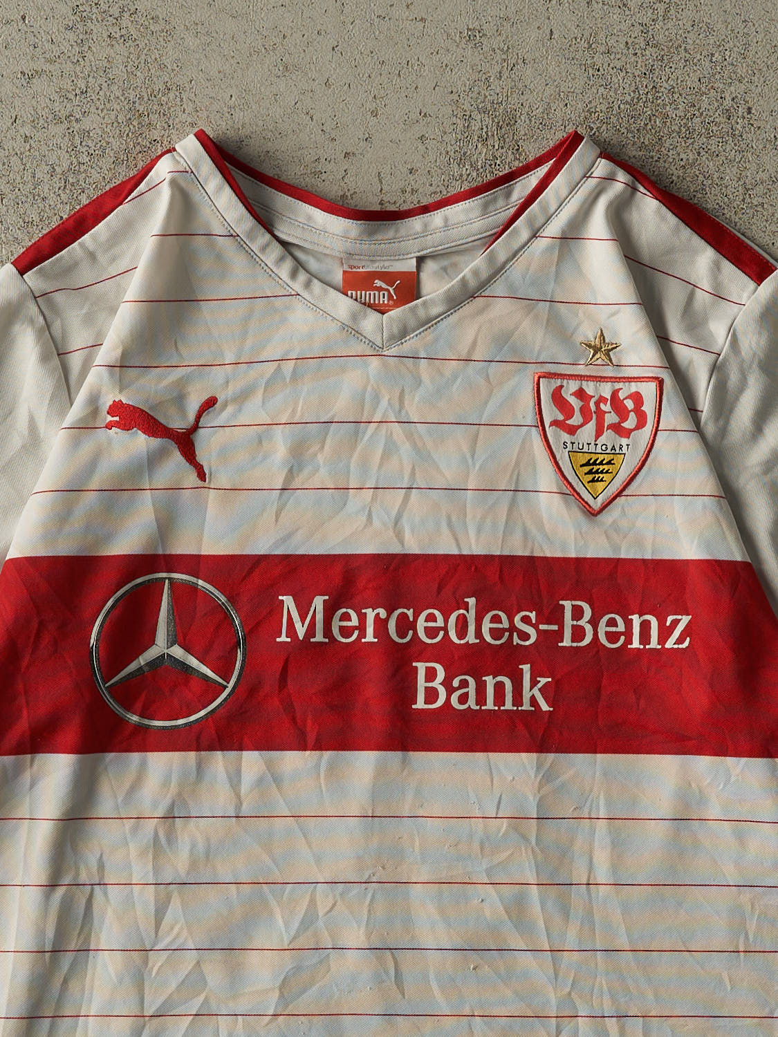 Vintage Y2K White & Red Mercedes Benz VfB Stuttgart #44 Alexandru Maxim Soccer Jersey (M)