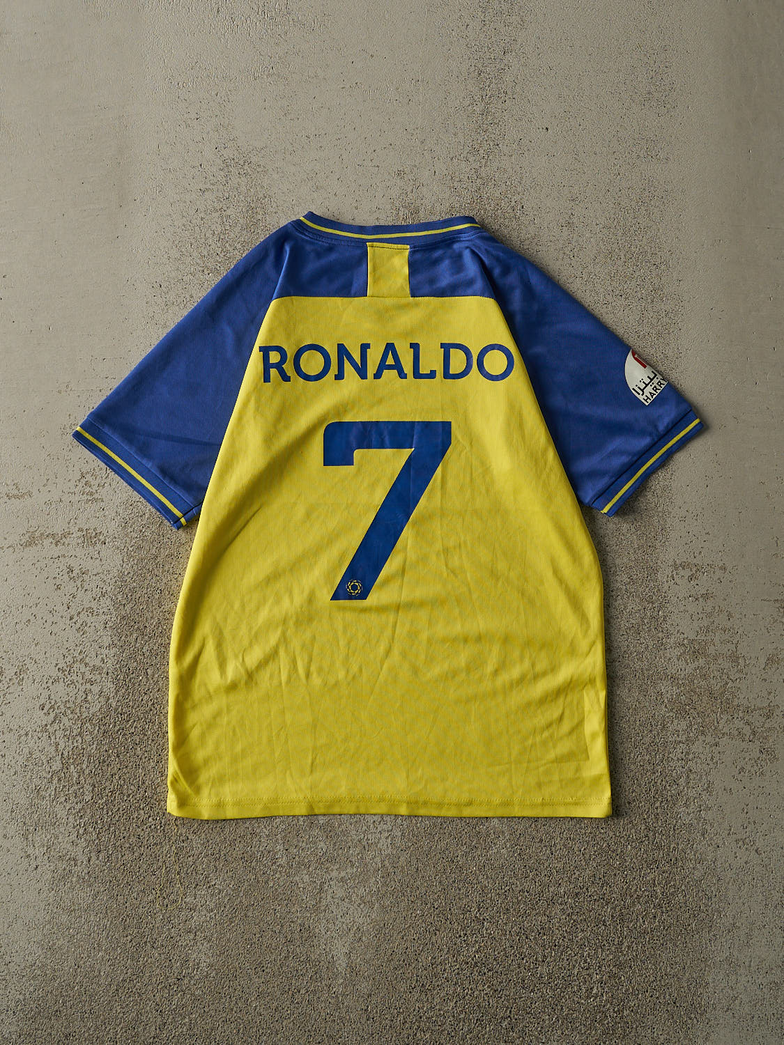 Vintage Y2K Yellow & Blue AL Nassr FC #7 Christiano Ronaldo Soccer Jersey (S/M)