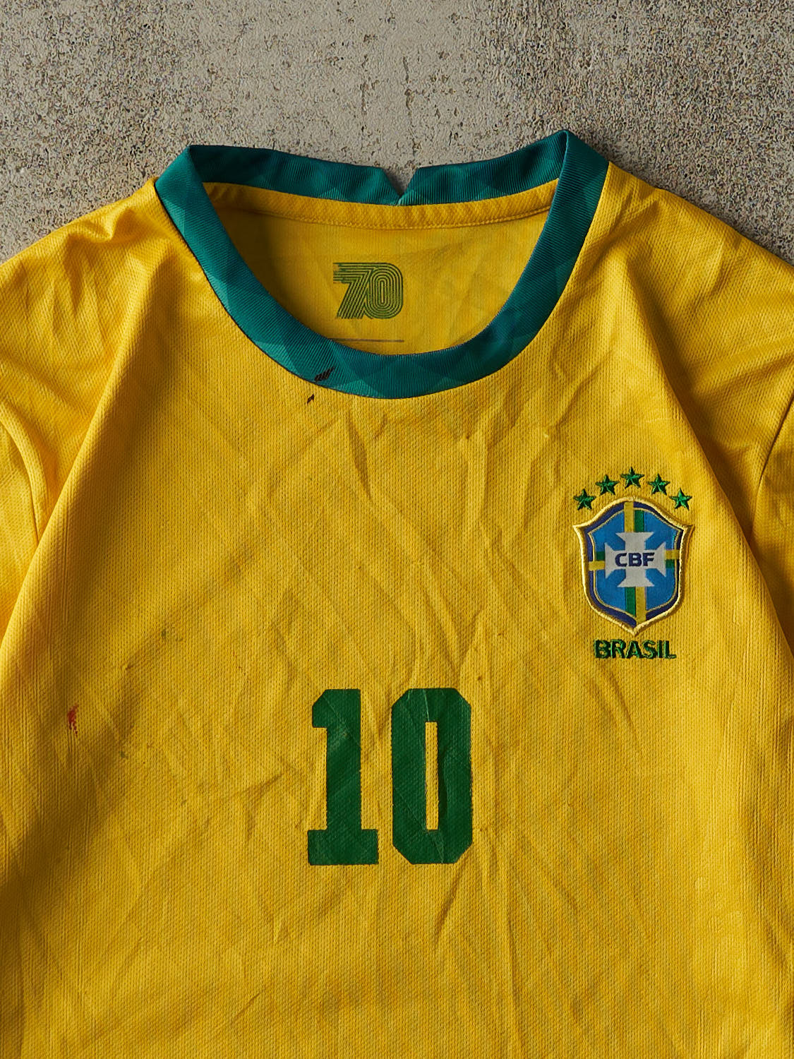 Vintage Y2K Yellow Brazil #10 Neymar Jr Soccer Jersey (XS/S)
