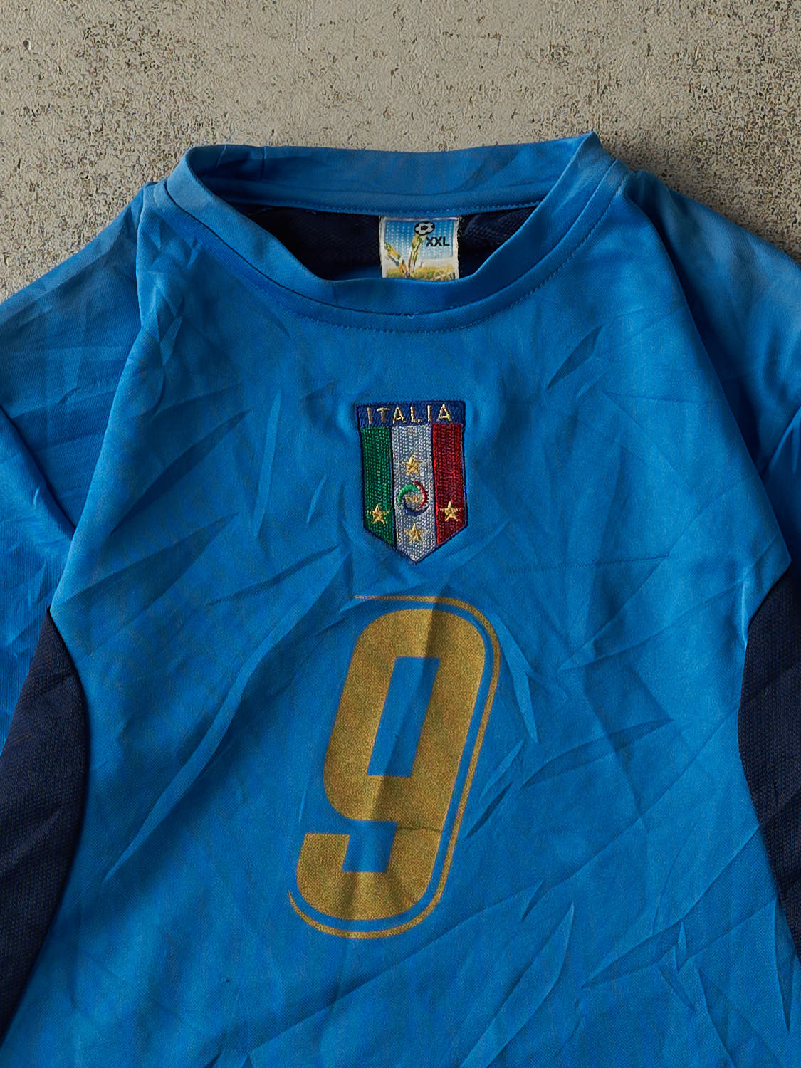 Vintage Y2K Blue Italia #9 Luca Toni Soccer Jersey (XS/S)