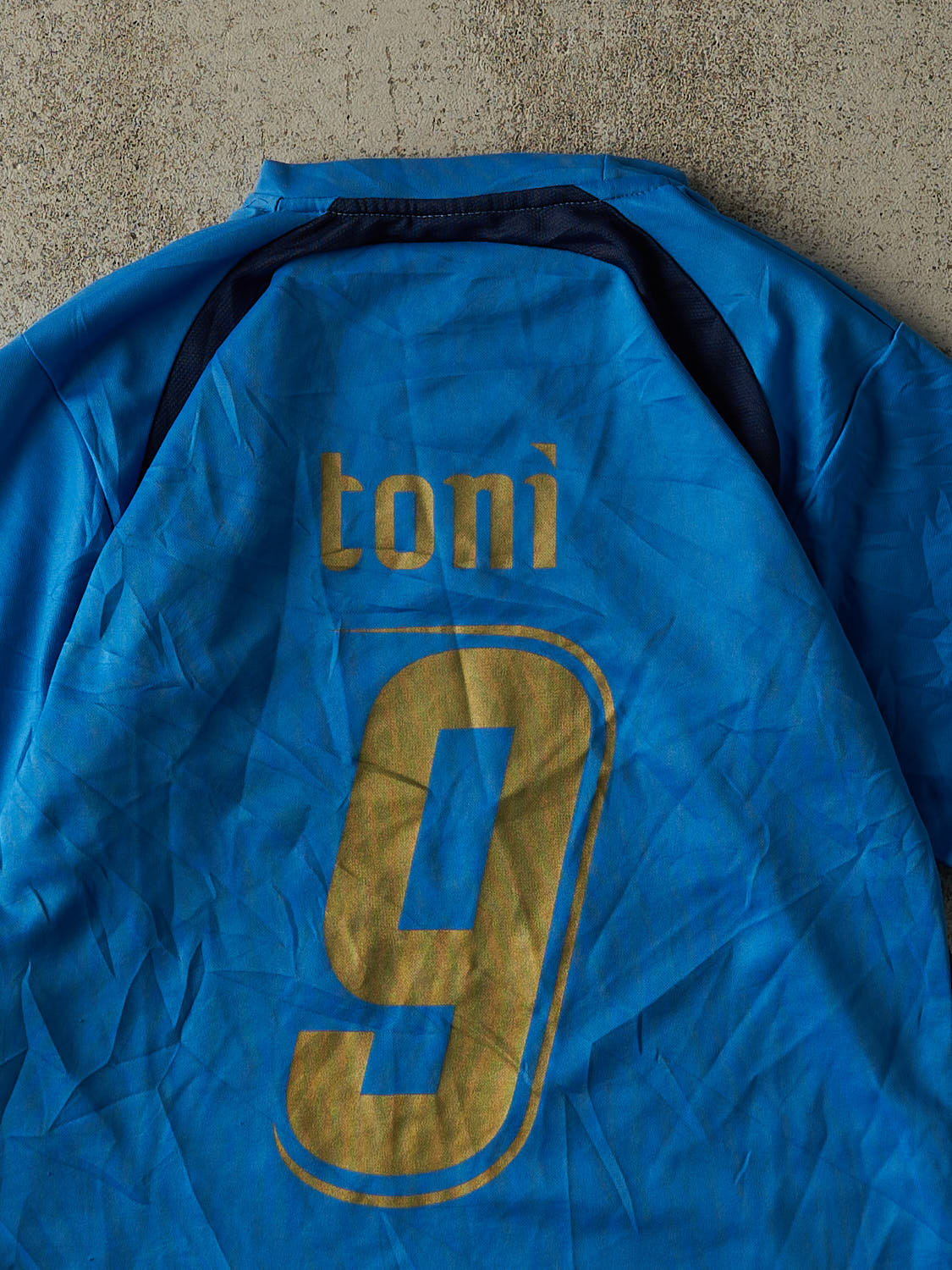 Vintage Y2K Blue Italia #9 Luca Toni Soccer Jersey (XS/S)