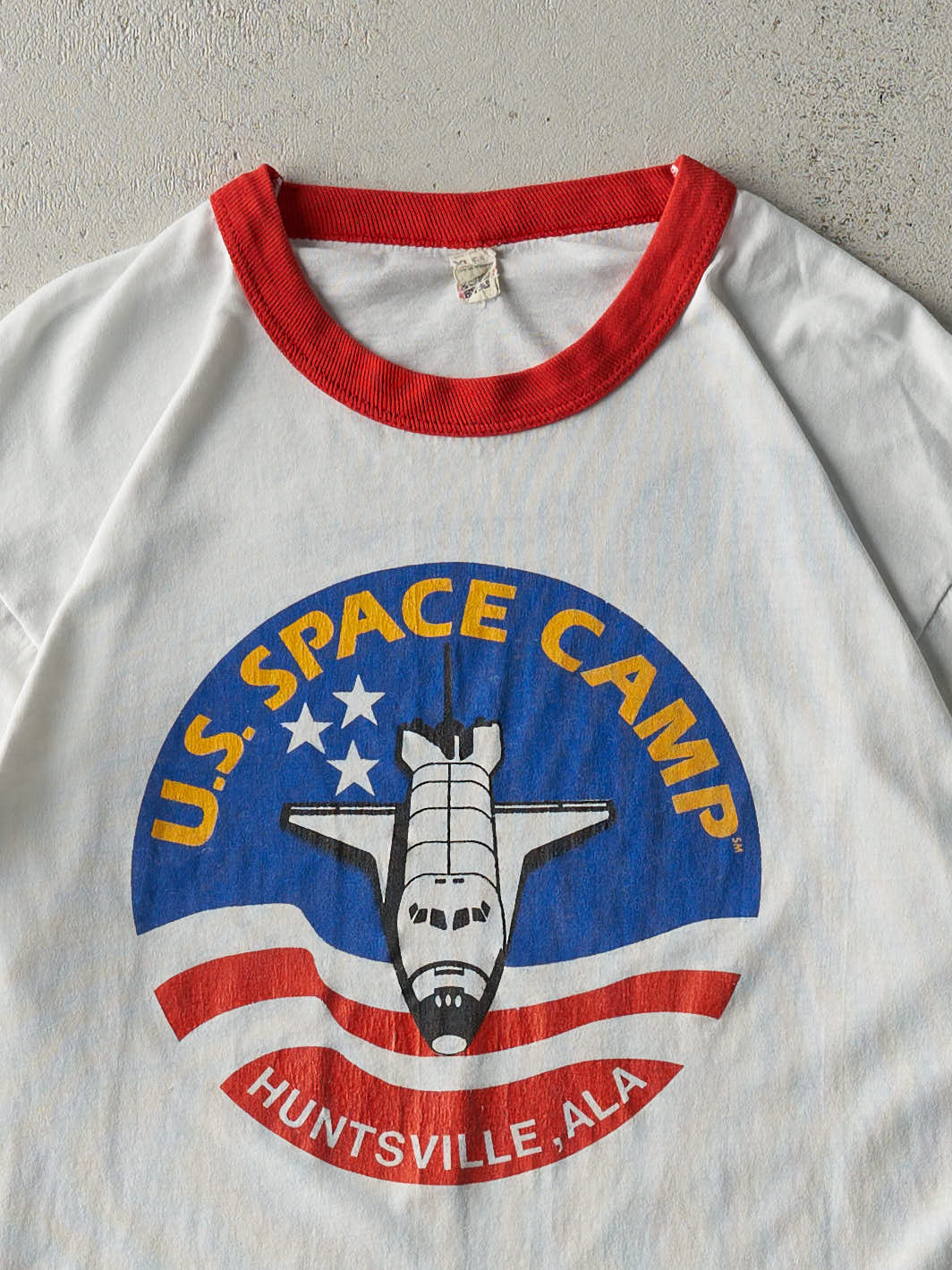 Vintage 80s White U.S. Space Camp Ringer Tee (M)