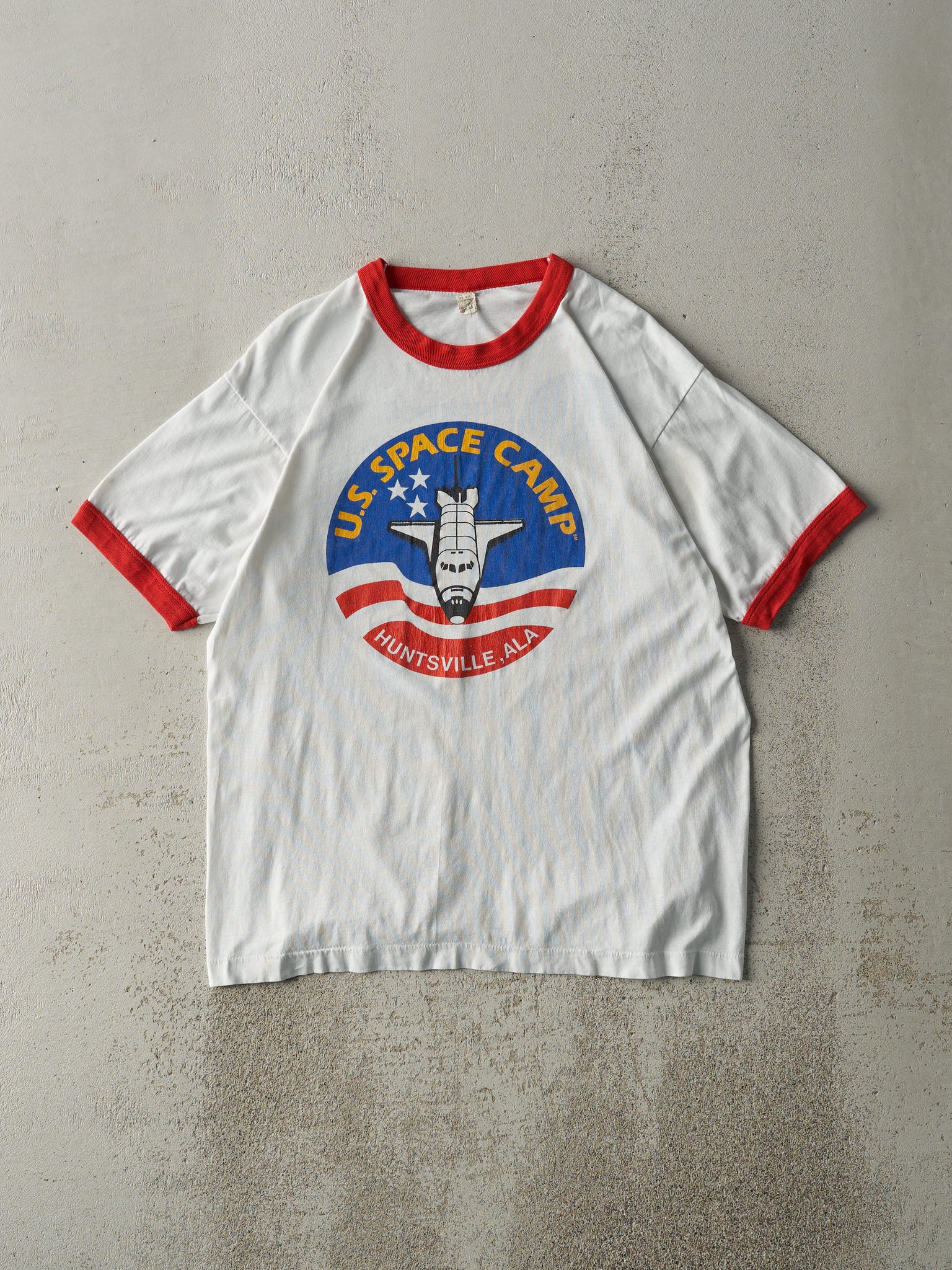 Vintage 80s White U.S. Space Camp Ringer Tee (M)