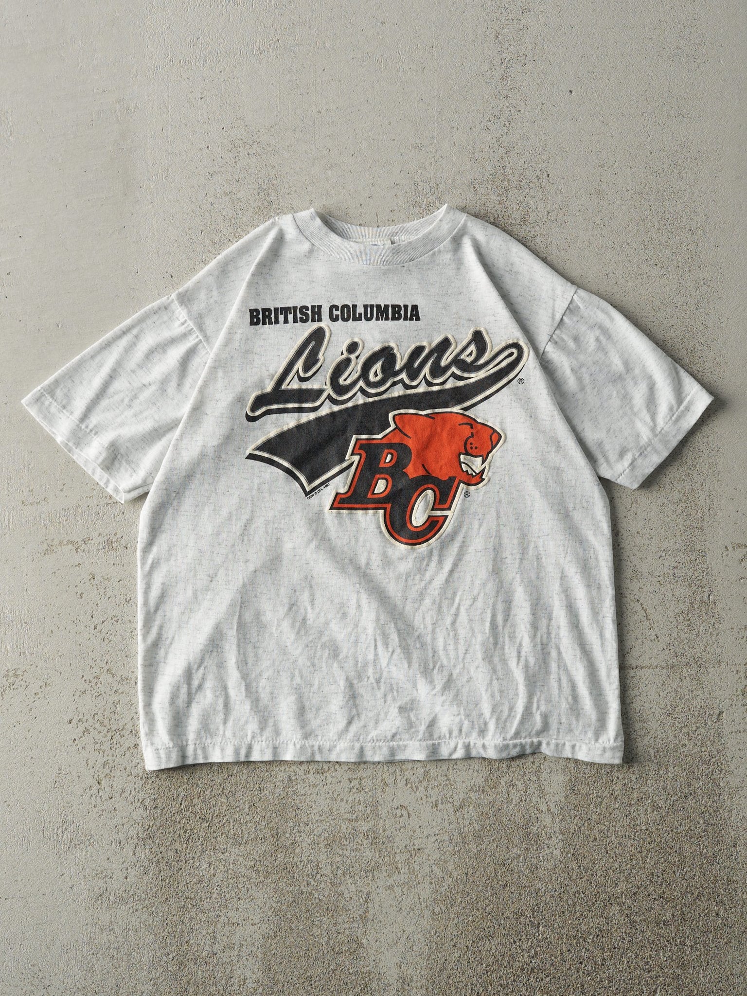 Vintage 92' Heather Grey BC Lions Single Stitch Tee (S)