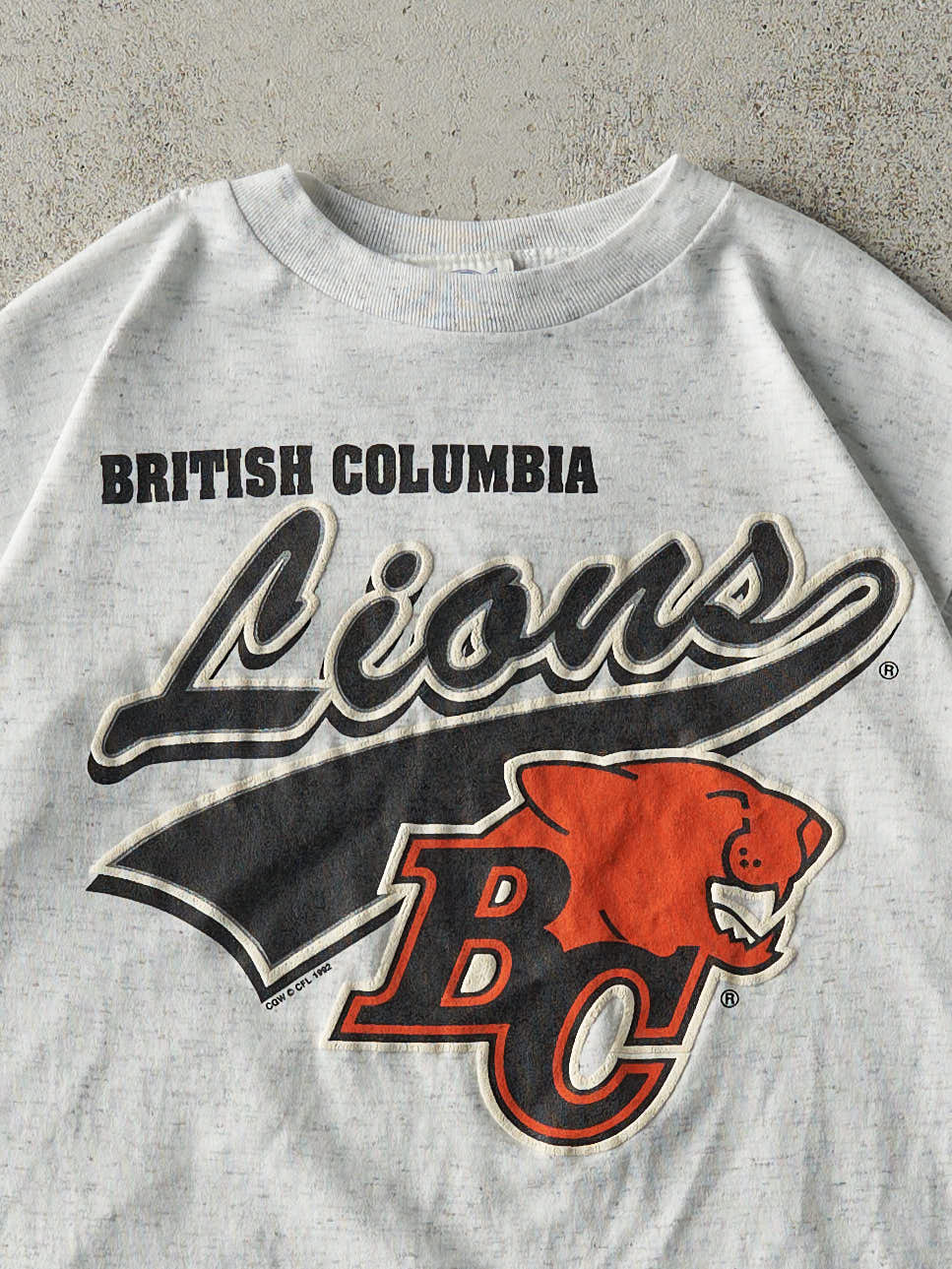 Vintage 92' Heather Grey BC Lions Single Stitch Tee (S)