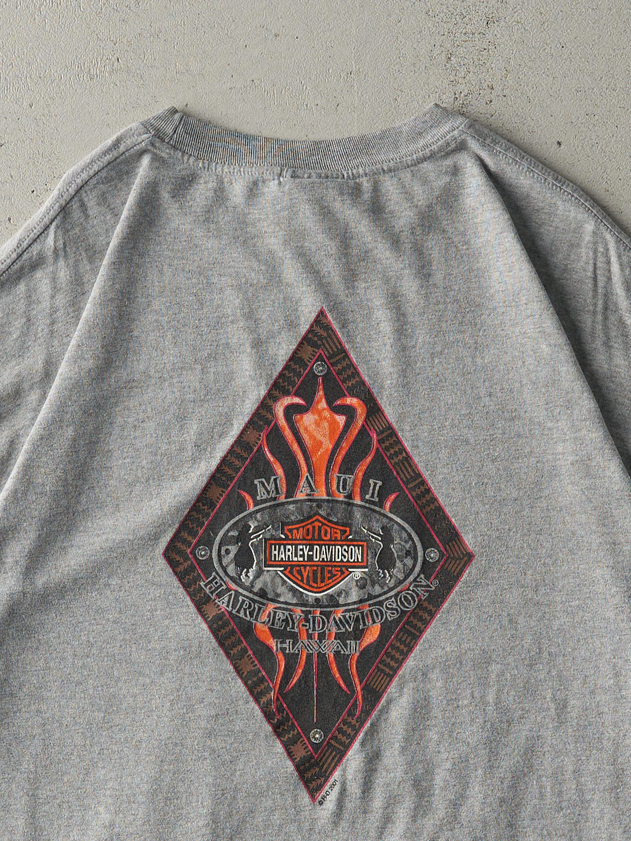 Vintage 01' Grey Maui Hawaii Harley Davidson Tee (XL)