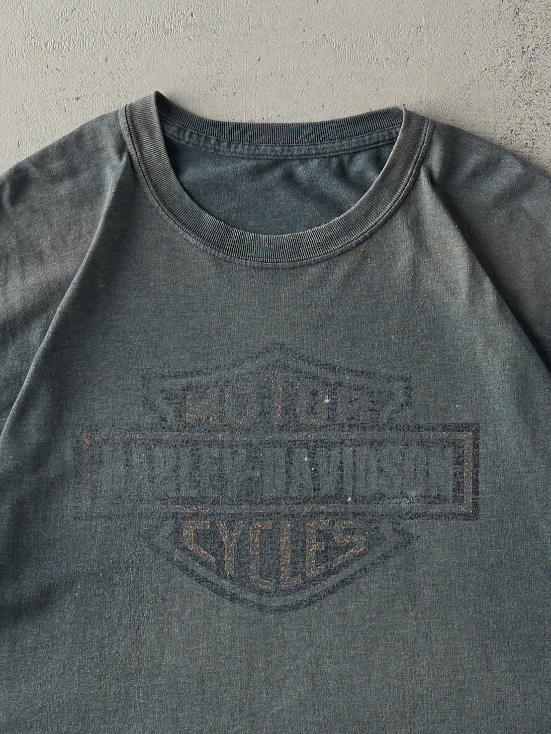 Vintage Y2K Sun Faded Green Harley Davidson Tee (L)