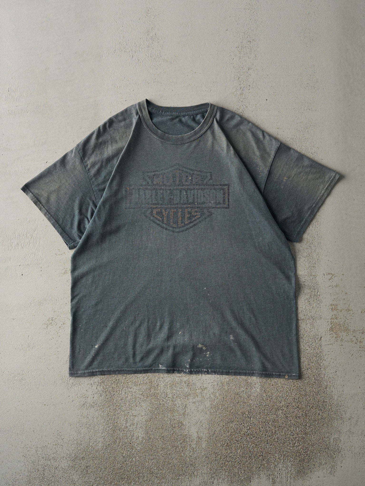 Vintage Y2K Sun Faded Green Harley Davidson Tee (L)