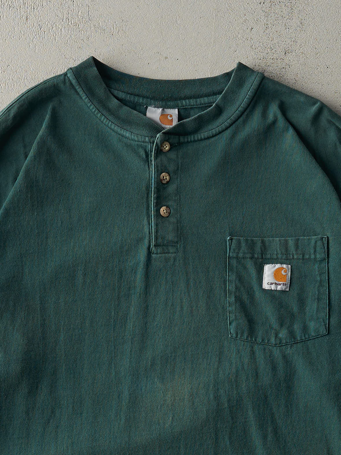 Vintage 90s Green Carhartt Quarter Button Pocket Long Sleeve (XL)