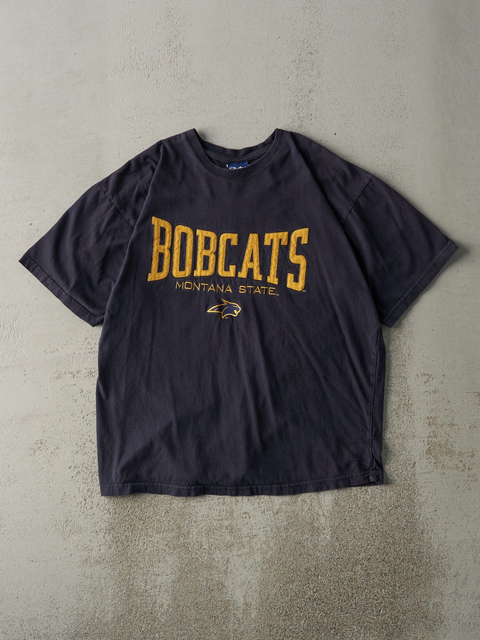 Vintage Y2K Navy Blue Montana State Bobcats Embroidered Tee (L)
