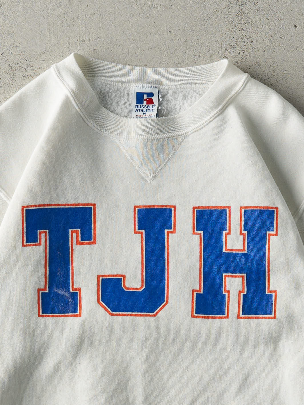 Vintage 90s White TJH Russell Athletics Crewneck (M)