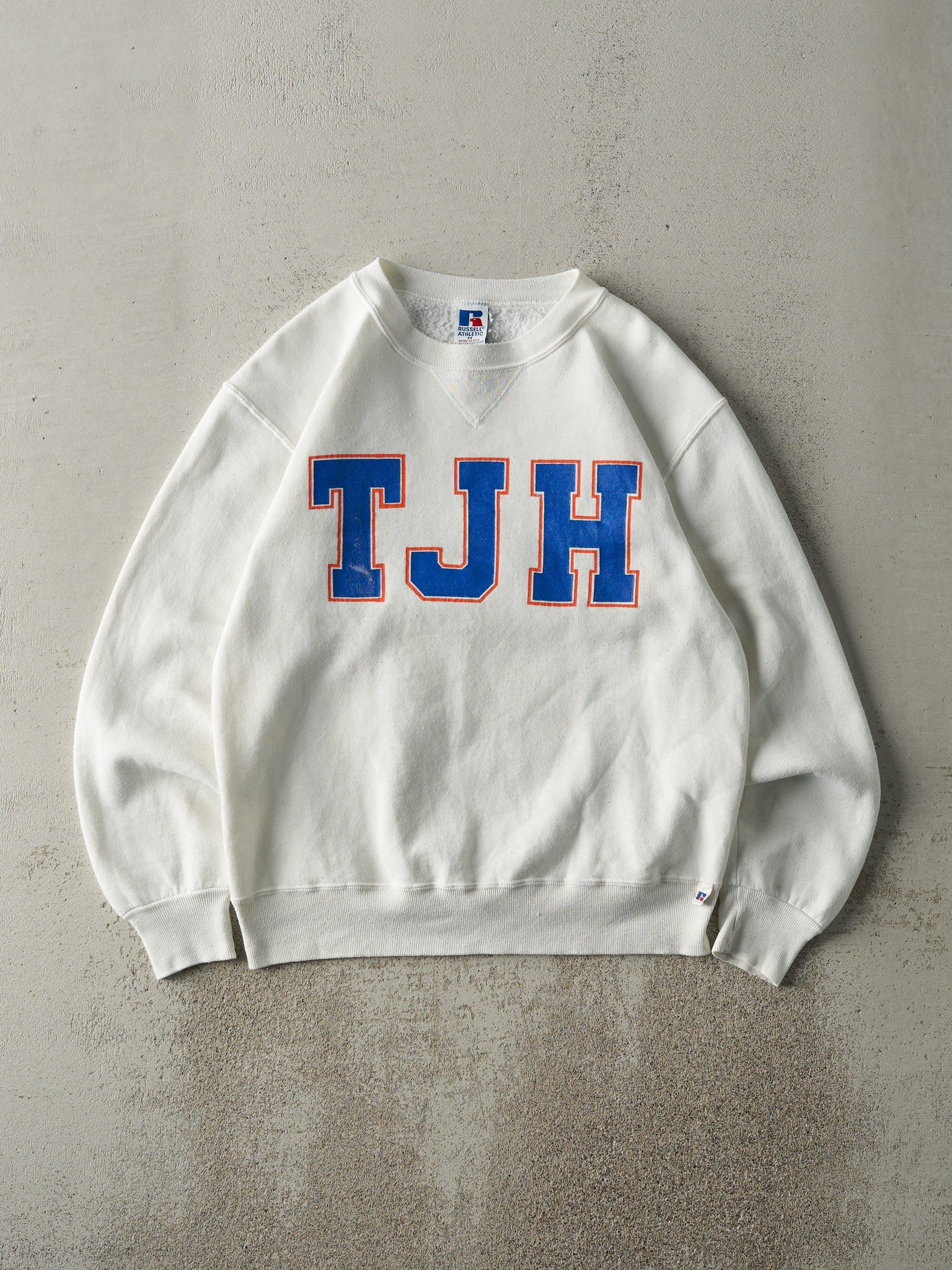 Vintage 90s White TJH Russell Athletics Crewneck (M)