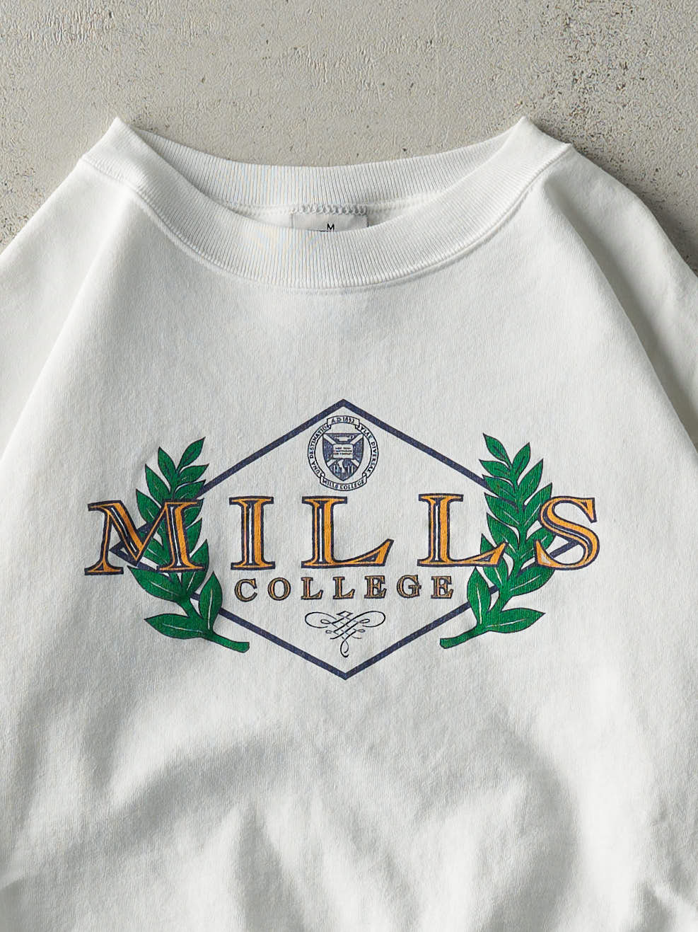 Vintage 90s White Mills College Crewneck (M)