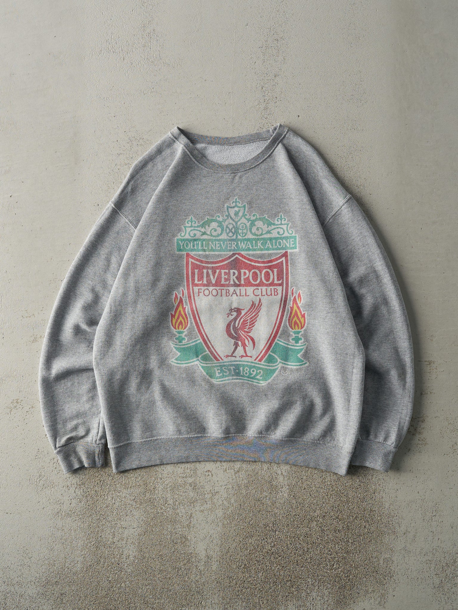 Vintage Y2K Grey Liverpool Football Club Crewneck (M/L)