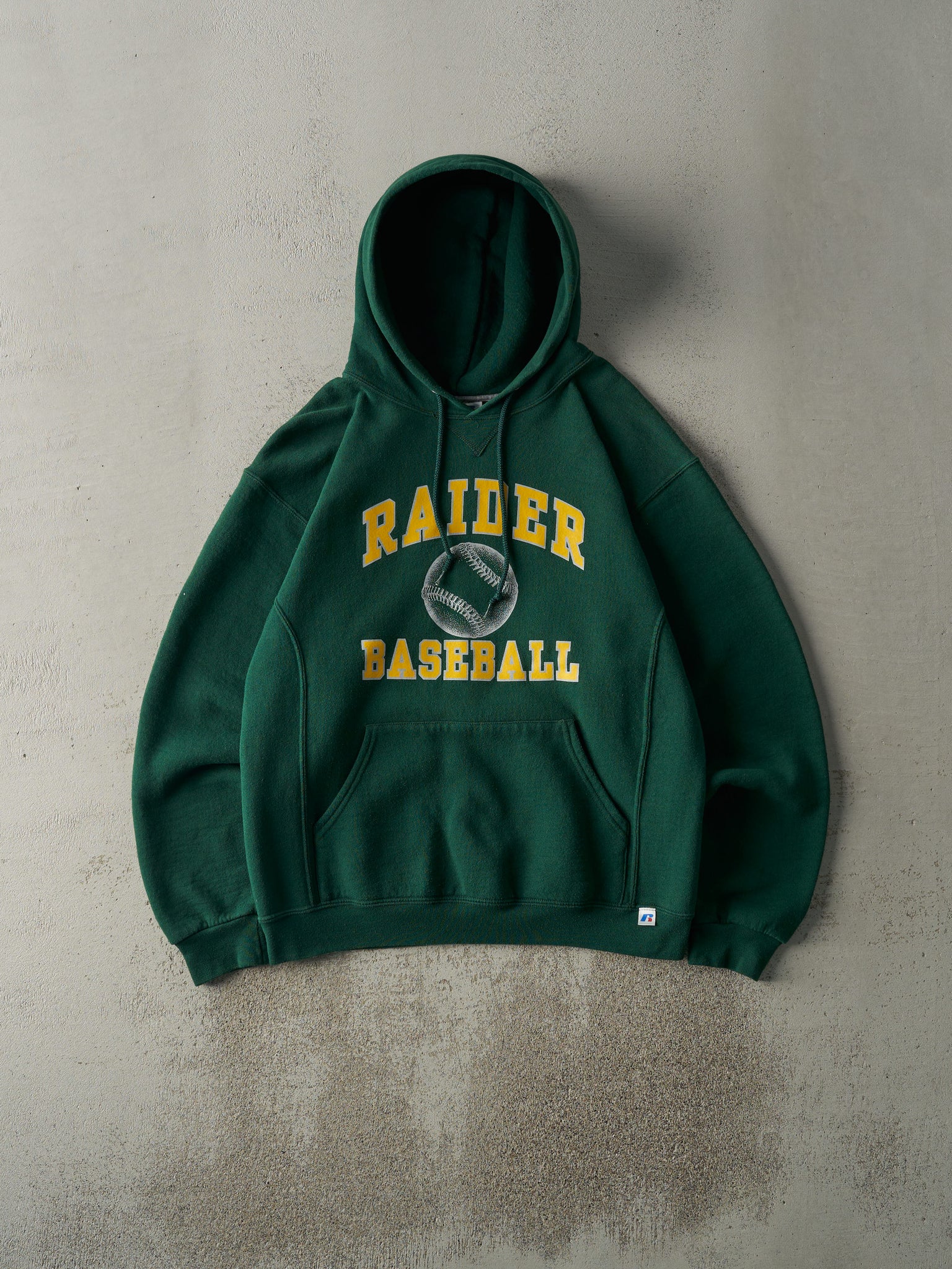 Vintage Y2K Forest Green Raider Baseball Russell Athletics Hoodie (M)