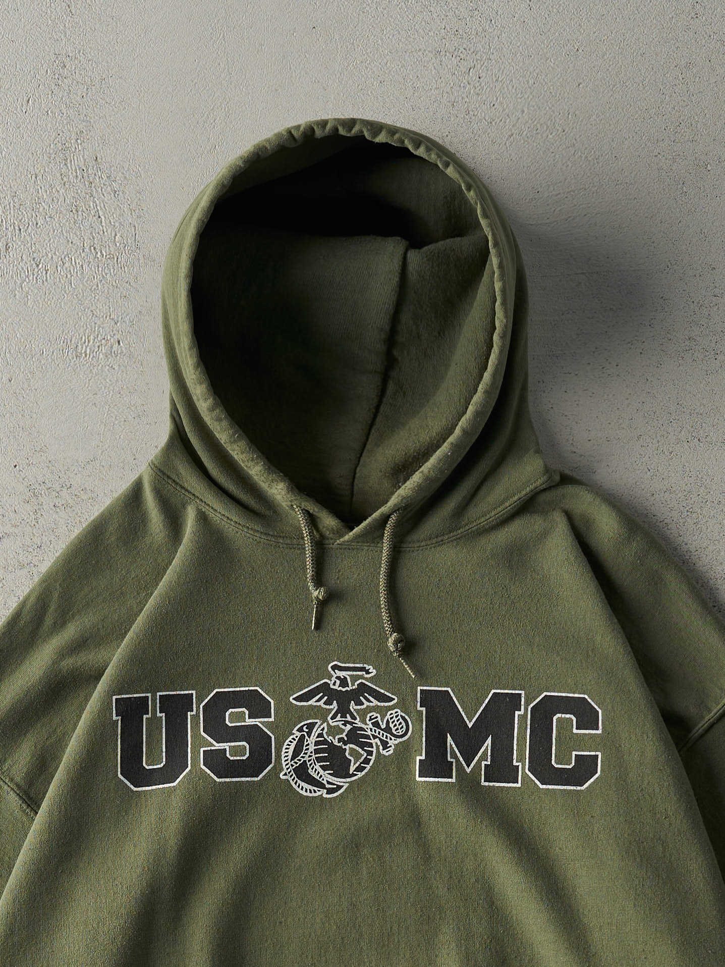 Vintage 90s Olive Green USMC Hoodie (XL)