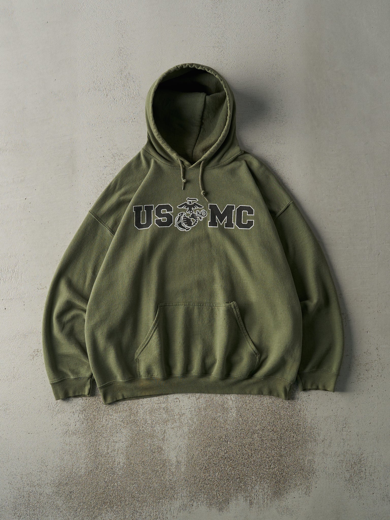 Vintage 90s Olive Green USMC Hoodie (XL)