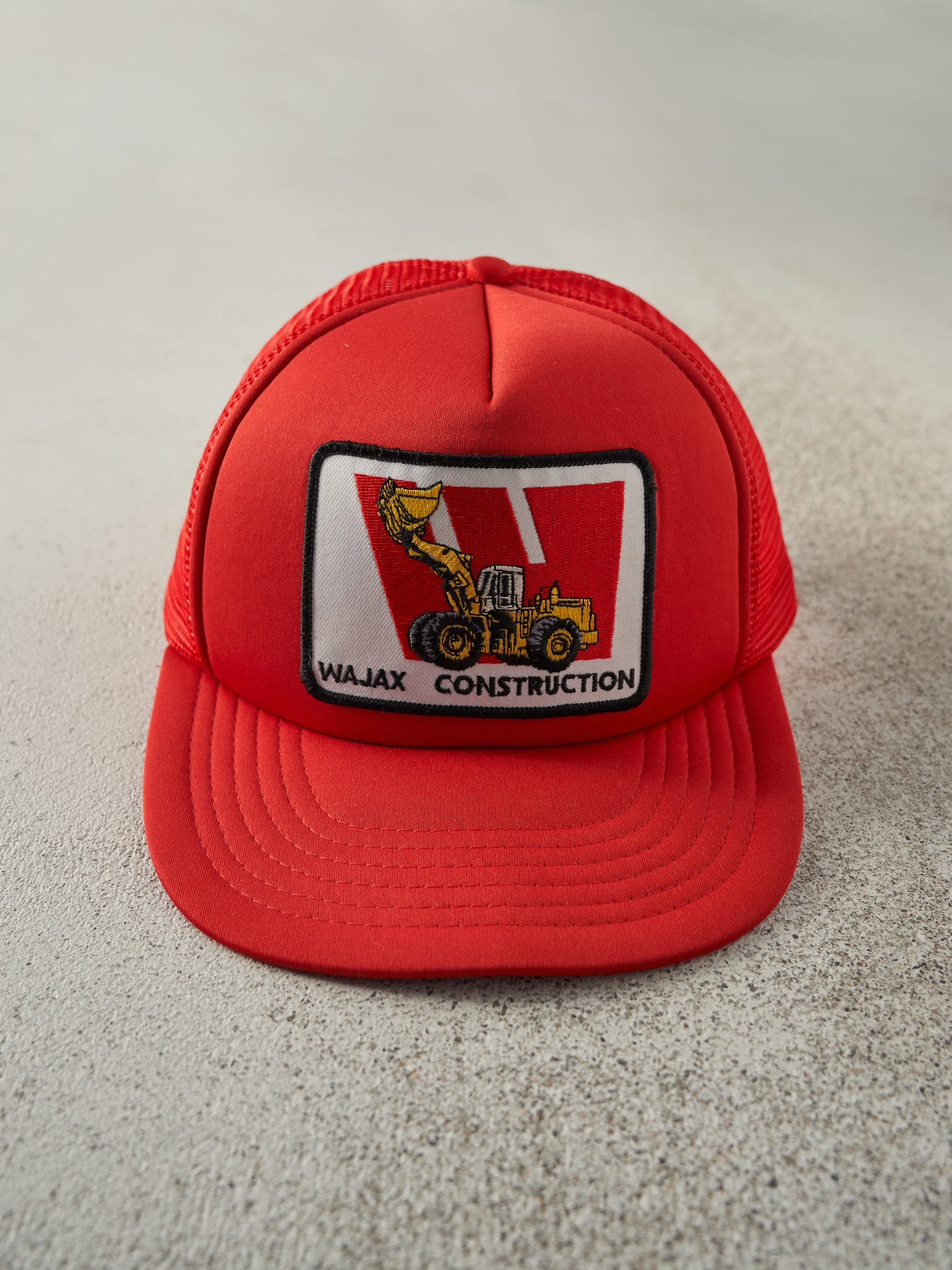 Vintage 80s Red Wajax Construction Foam Trucker Hat