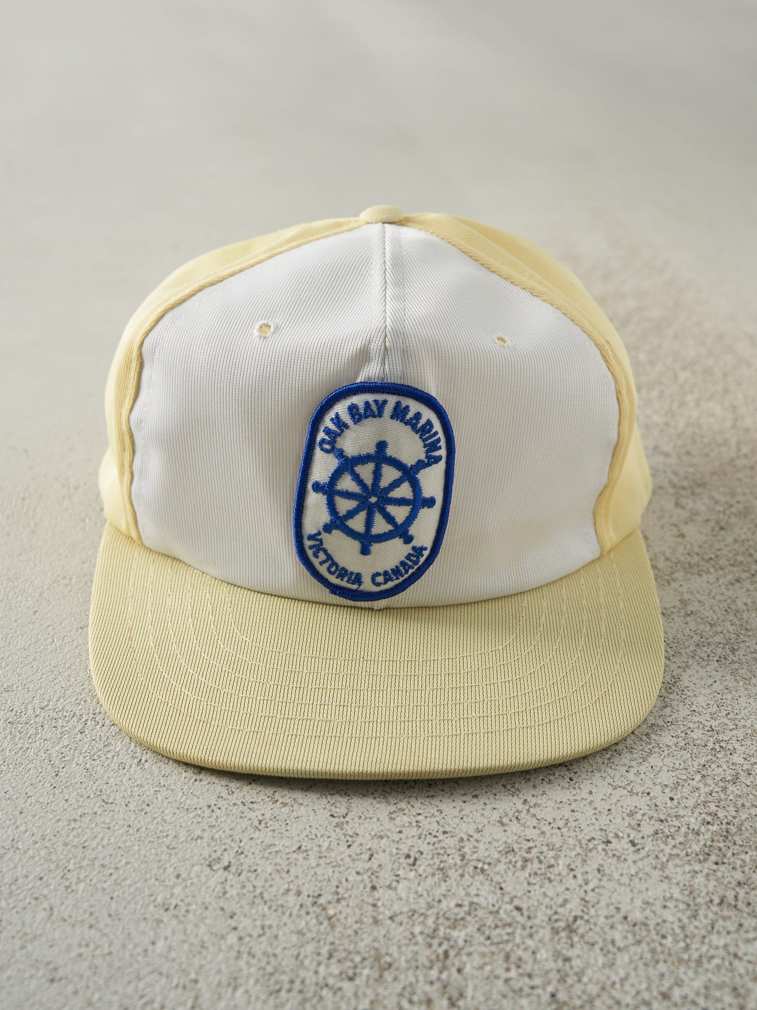 Vintage 80s Yellow Oak Bay Marina Snapback Hat