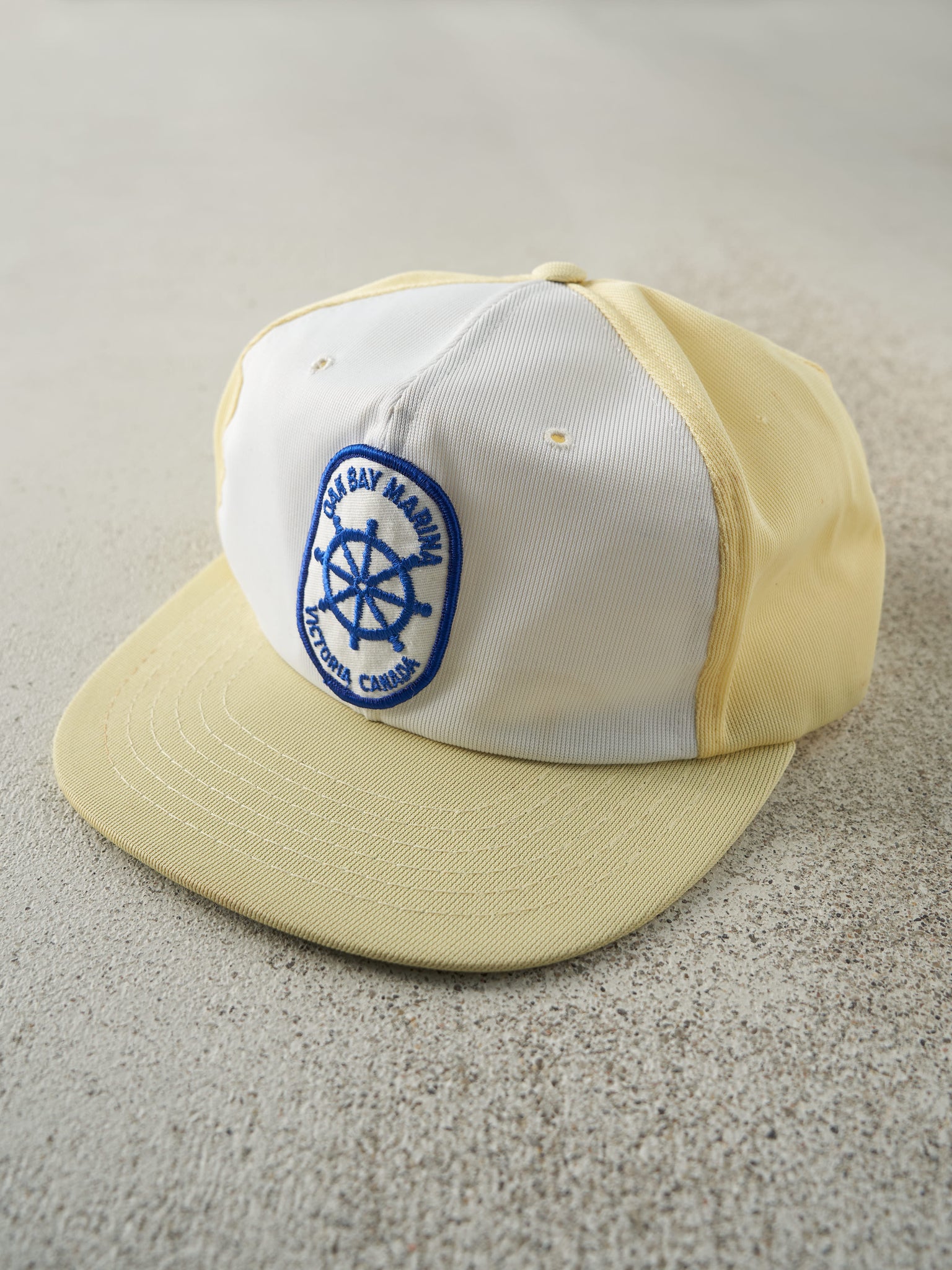 Vintage 80s Yellow Oak Bay Marina Snapback Hat