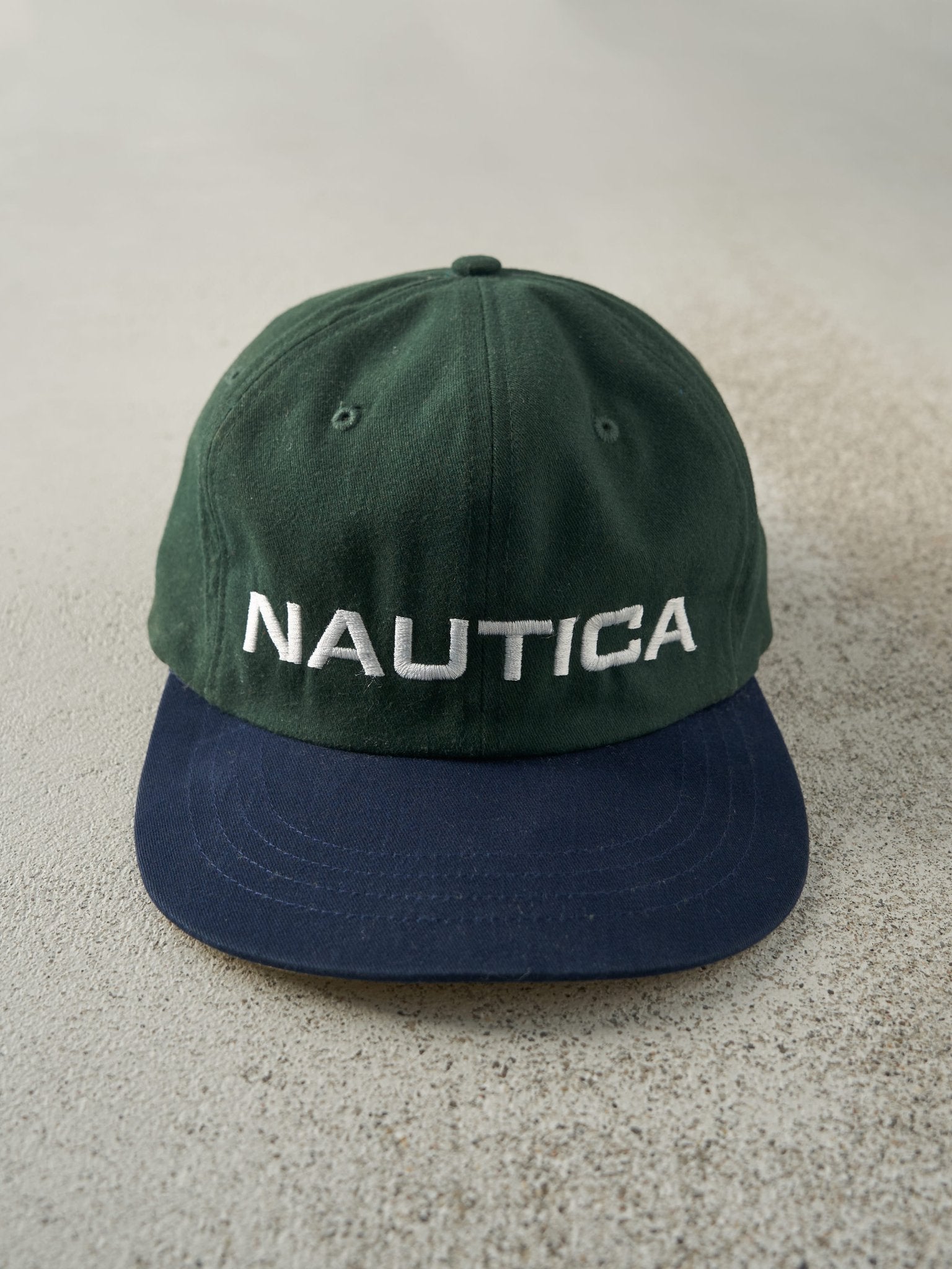 Vintage 90s Green & Navy Nautica Strapback Hat