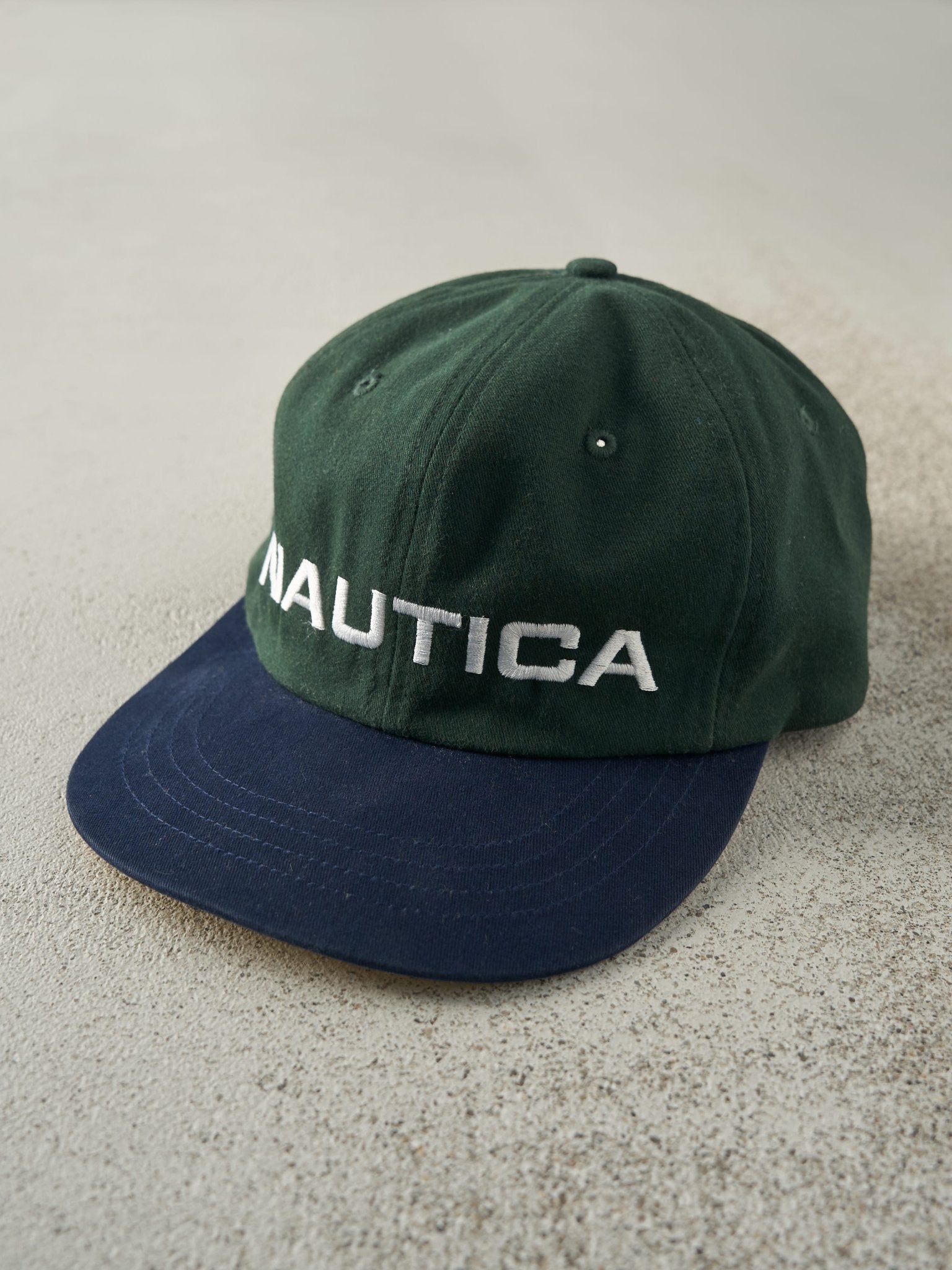 Vintage 90s Green & Navy Nautica Strapback Hat
