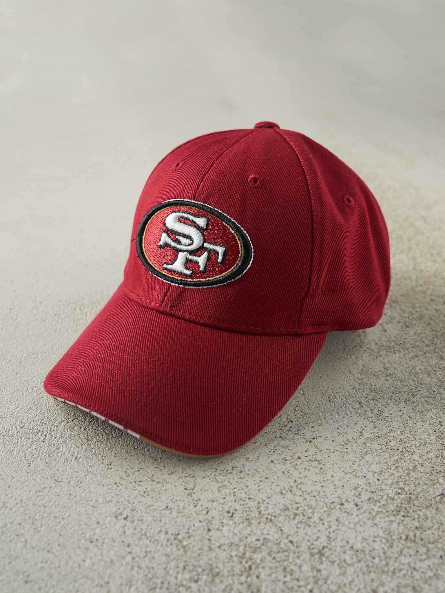 Vintage Y2K Burgundy San Fran 49ers Velcro Back Hat