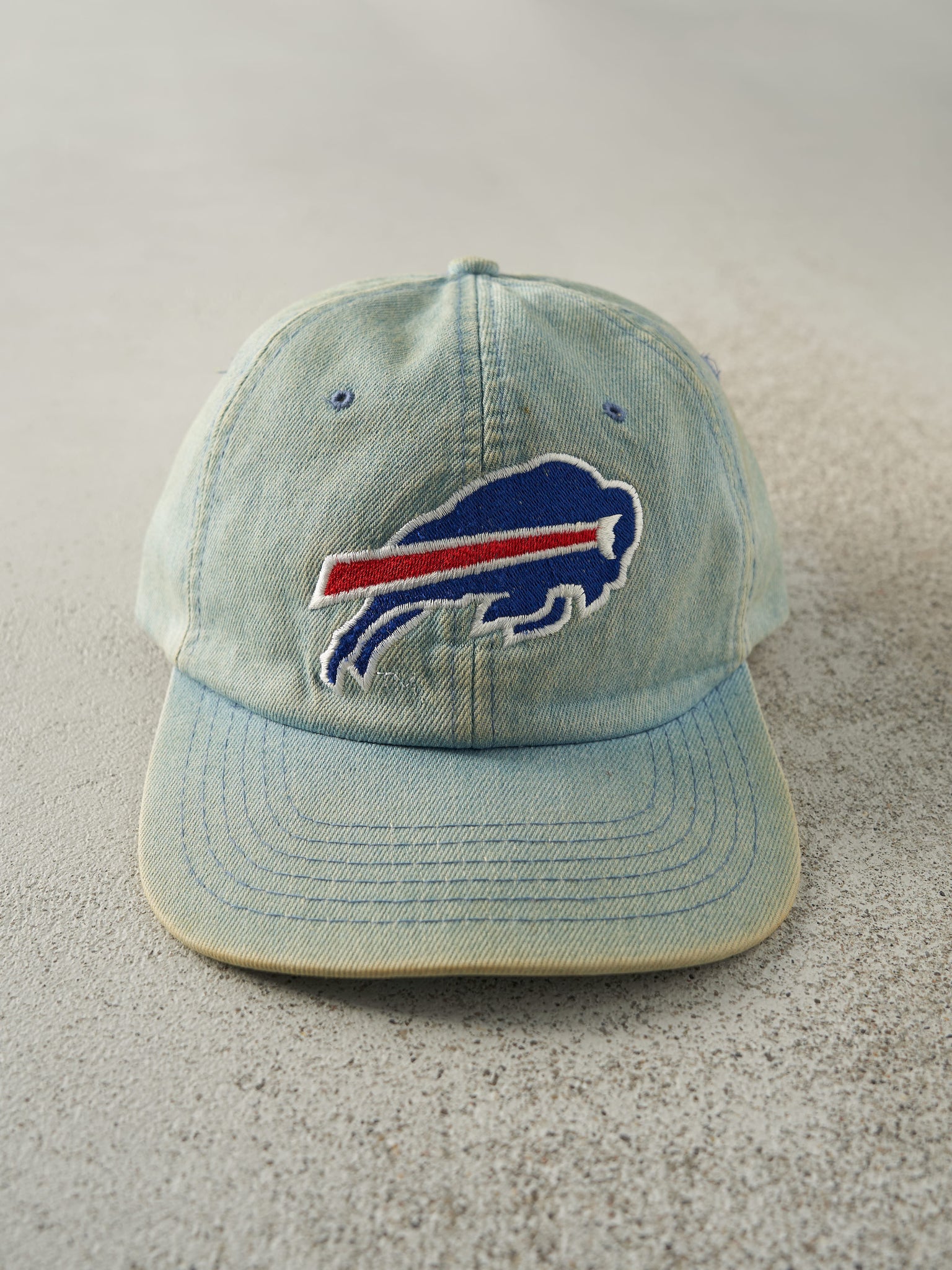 Vintage 90s Light Wash Denim Buffalo Bills Strap Back Hat