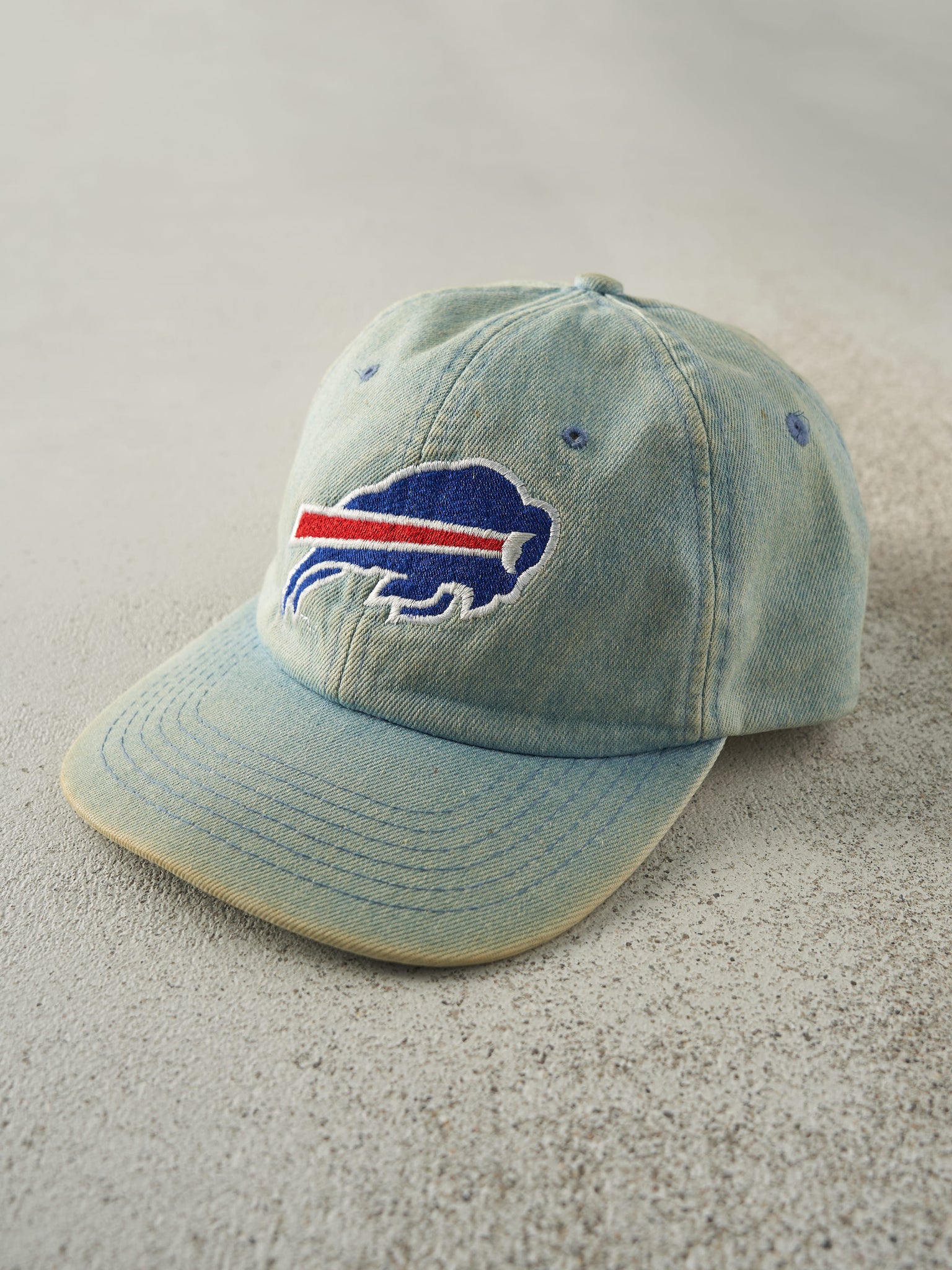 Vintage 90s Light Wash Denim Buffalo Bills Strap Back Hat