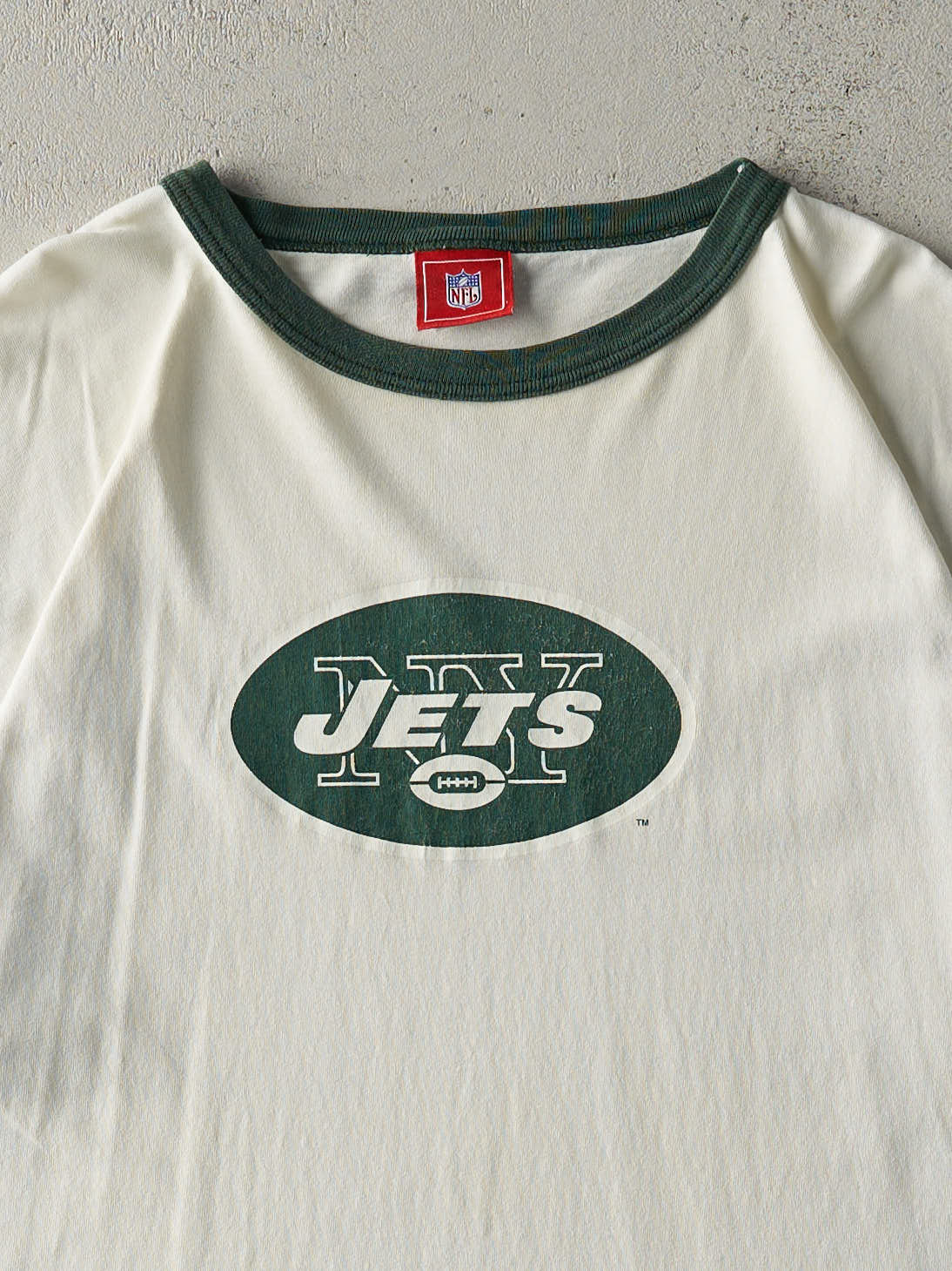 Vintage Y2K White & Green New York Jets Ringer Tee (L/XL)
