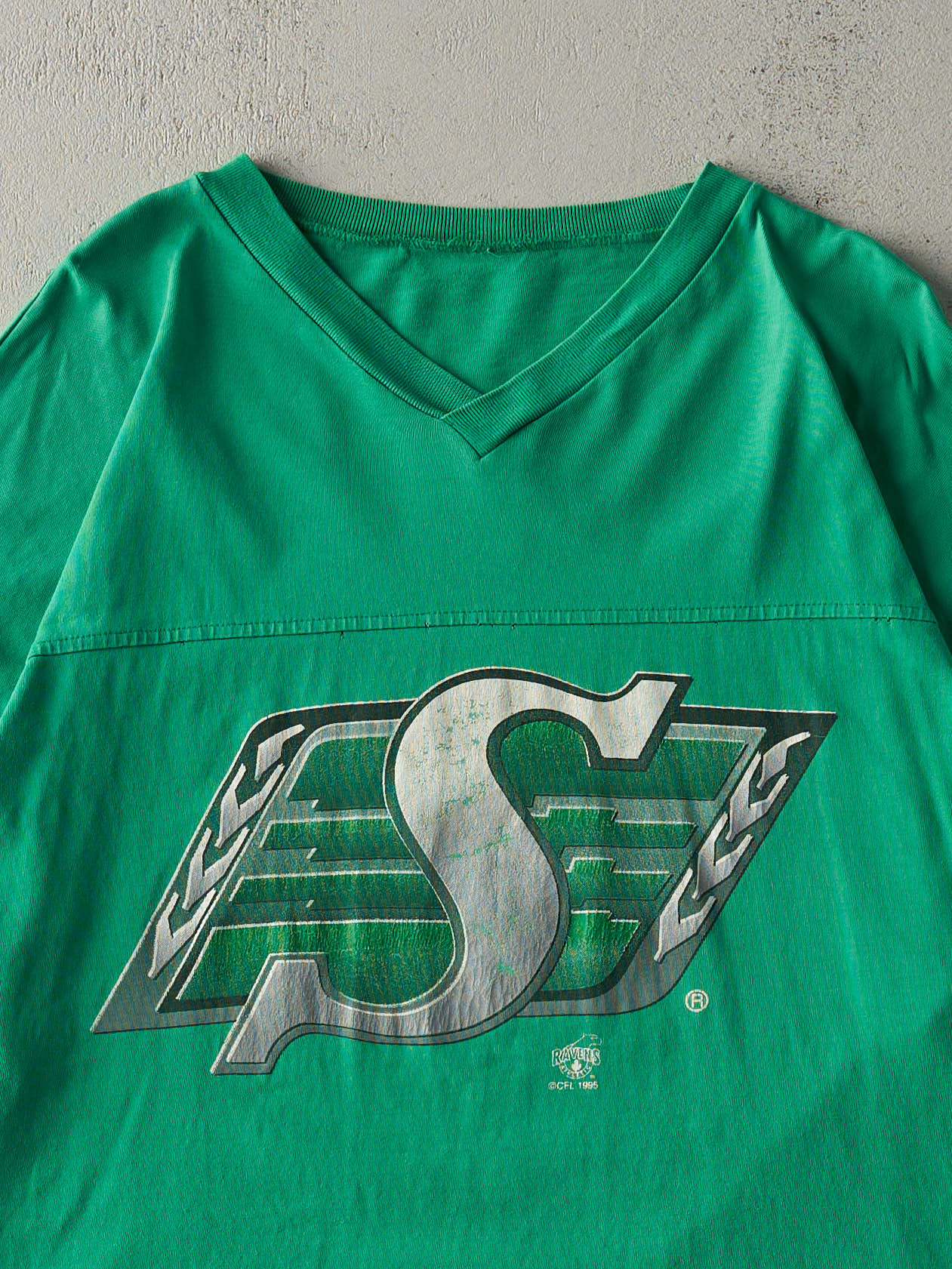 Vintage 95' Green Saskatchewan Roughriders Jersey Style Tee (L)