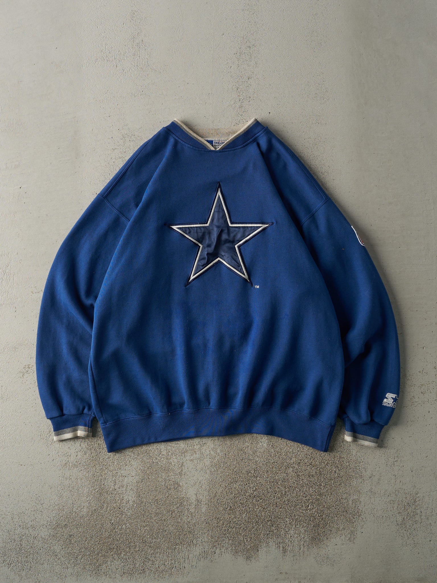 Vintage 90s Blue Embroidered Dallas Cowboys Crewneck (XXL)