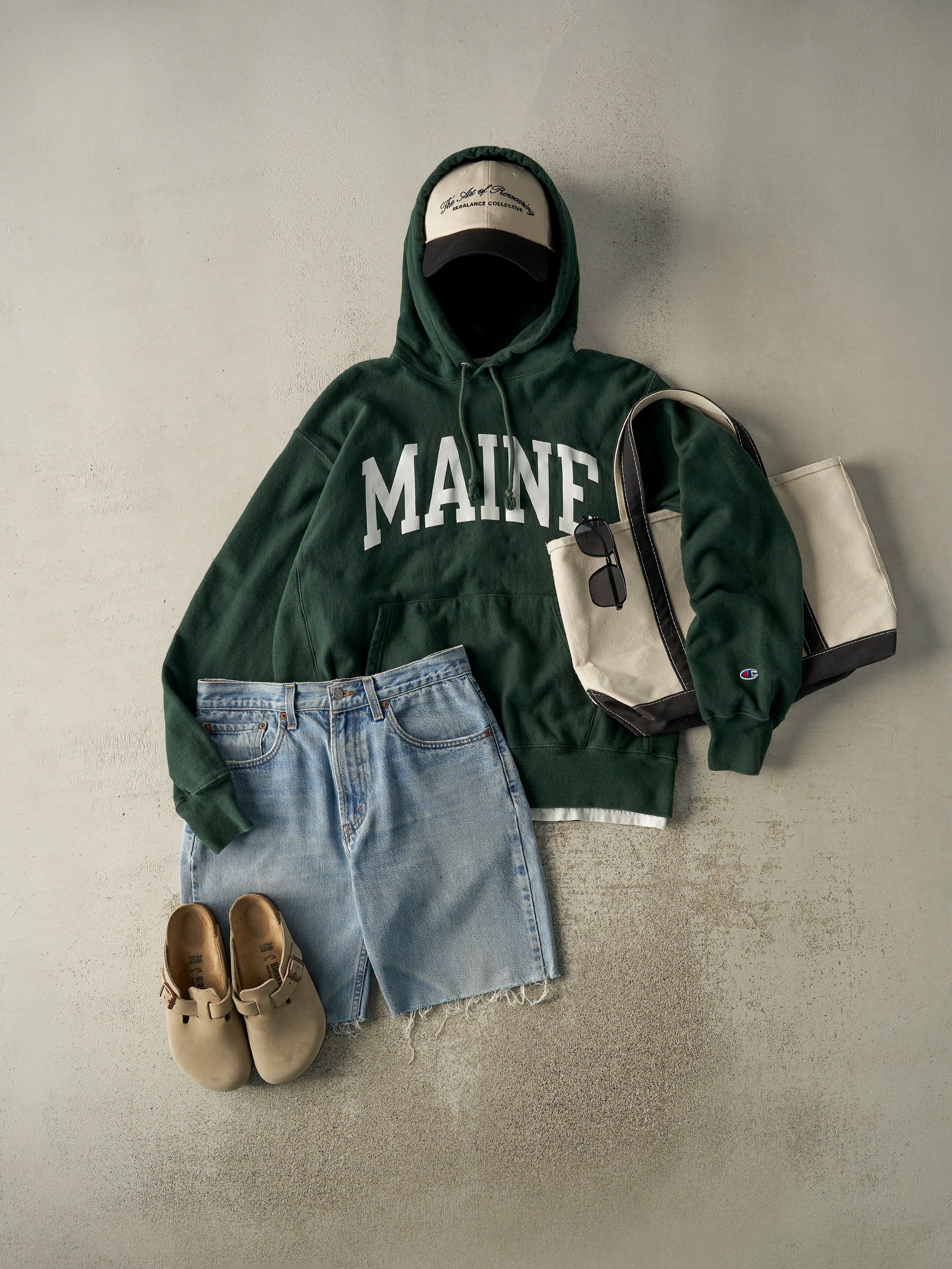 Vintage Y2K Green Maine Champion Reverse Weave Hoodie (L/XL)