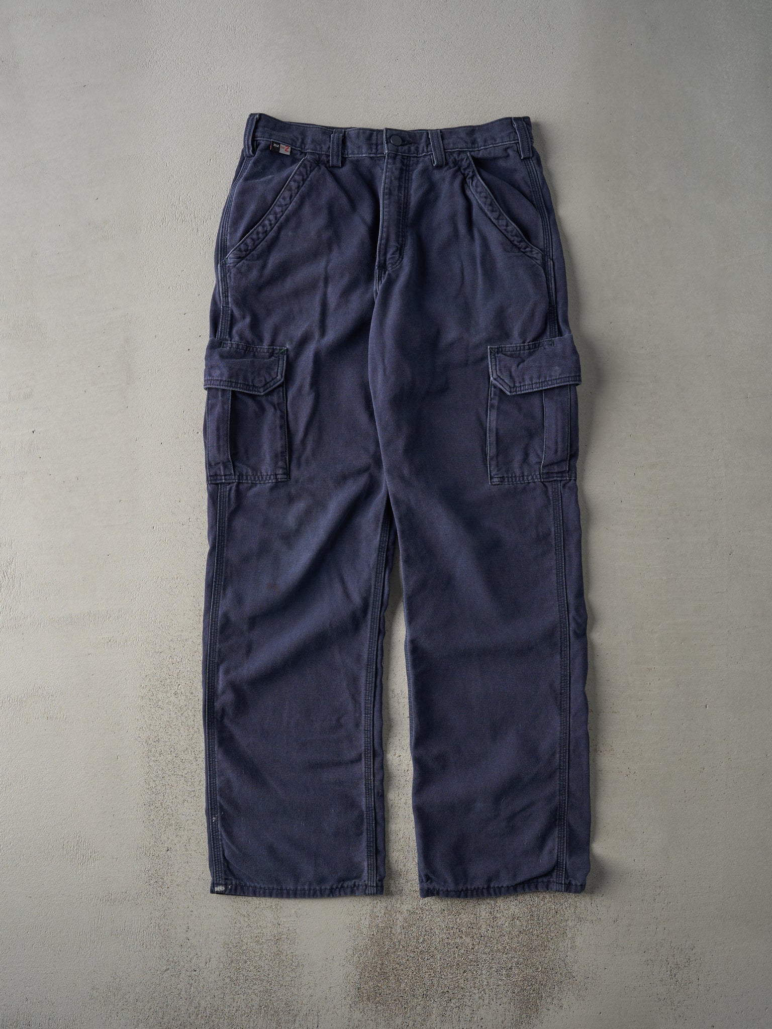 Vintage Y2K Navy Blue Rare Original Fit Cat 2 Fire Resistant Carhartt Cargo Pants (31x32)