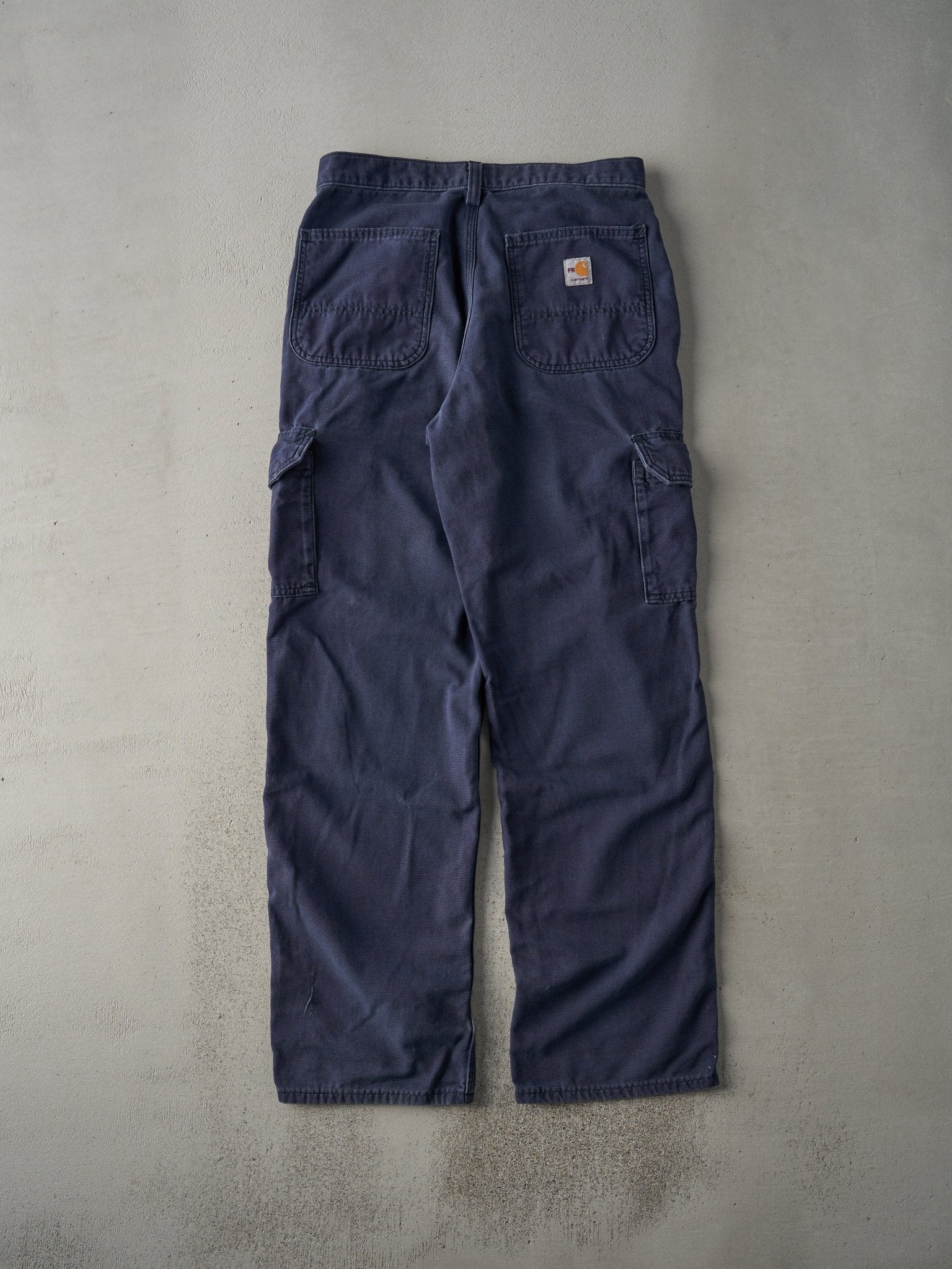 Vintage Y2K Navy Blue Rare Original Fit Cat 2 Fire Resistant Carhartt Cargo Pants (31x32)