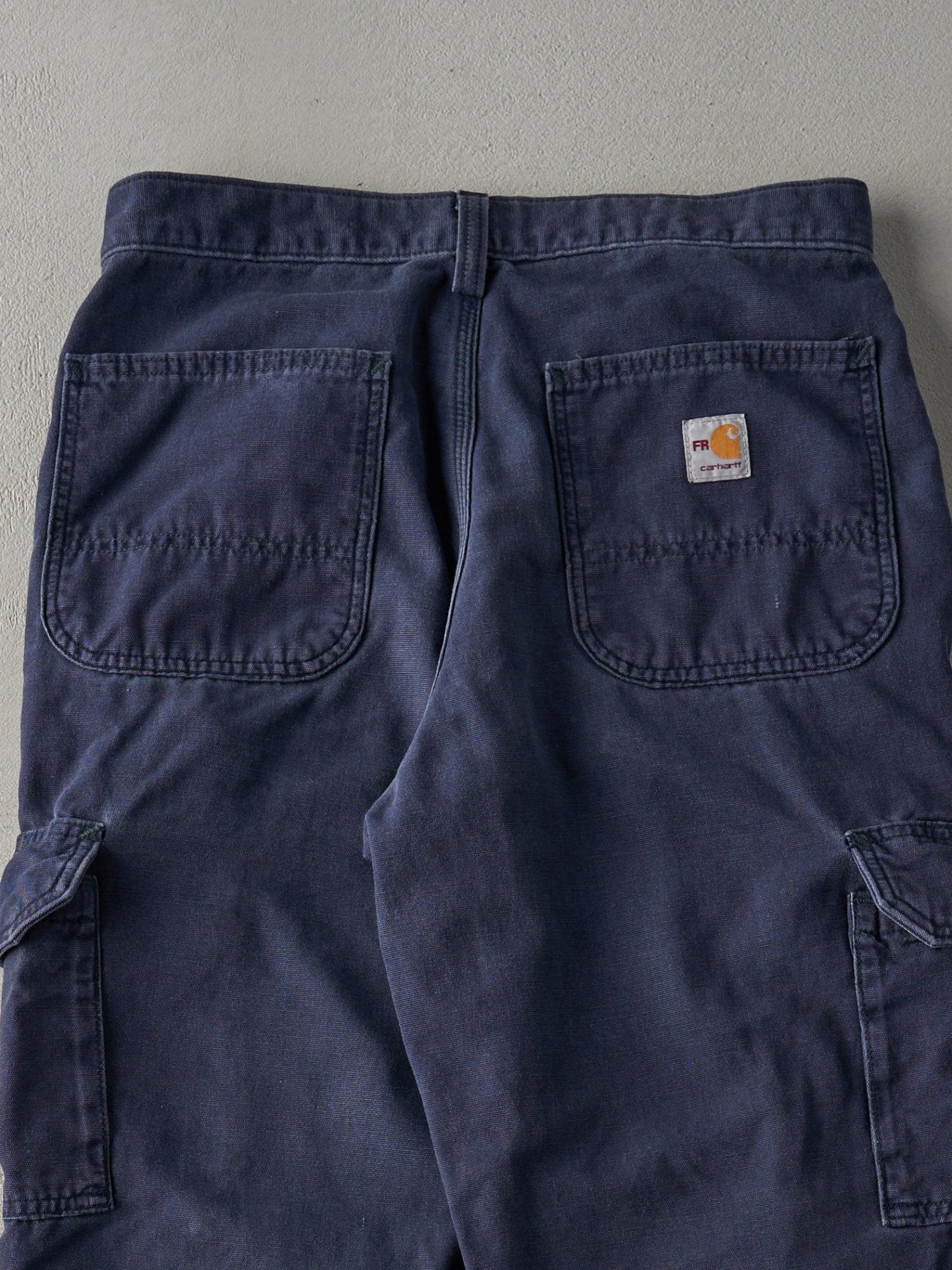 Vintage Y2K Navy Blue Rare Original Fit Cat 2 Fire Resistant Carhartt Cargo Pants (31x32)