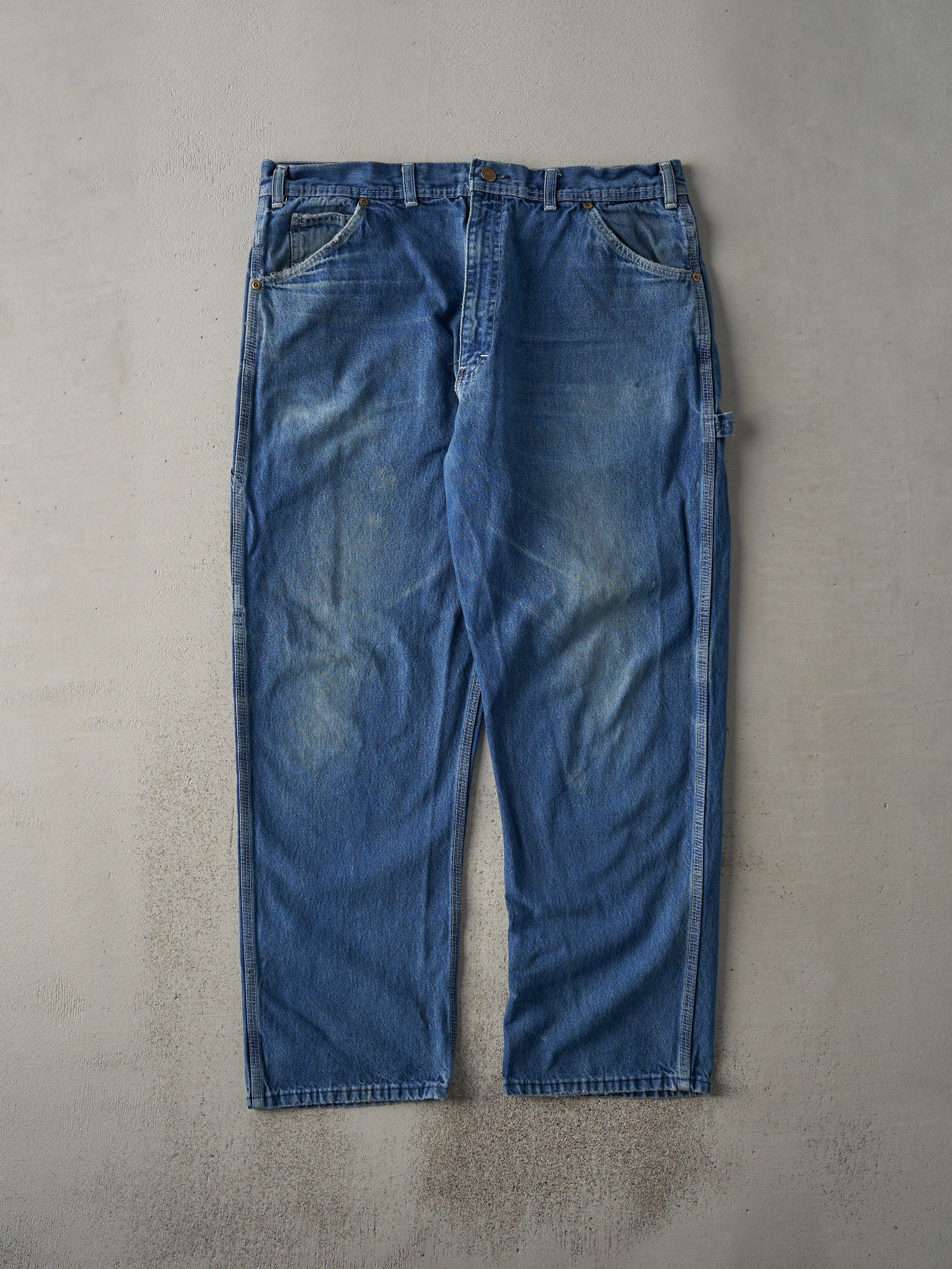 Vintage 90s Mid Wash Denim Key Apparel Carpenter Jeans (36x28)