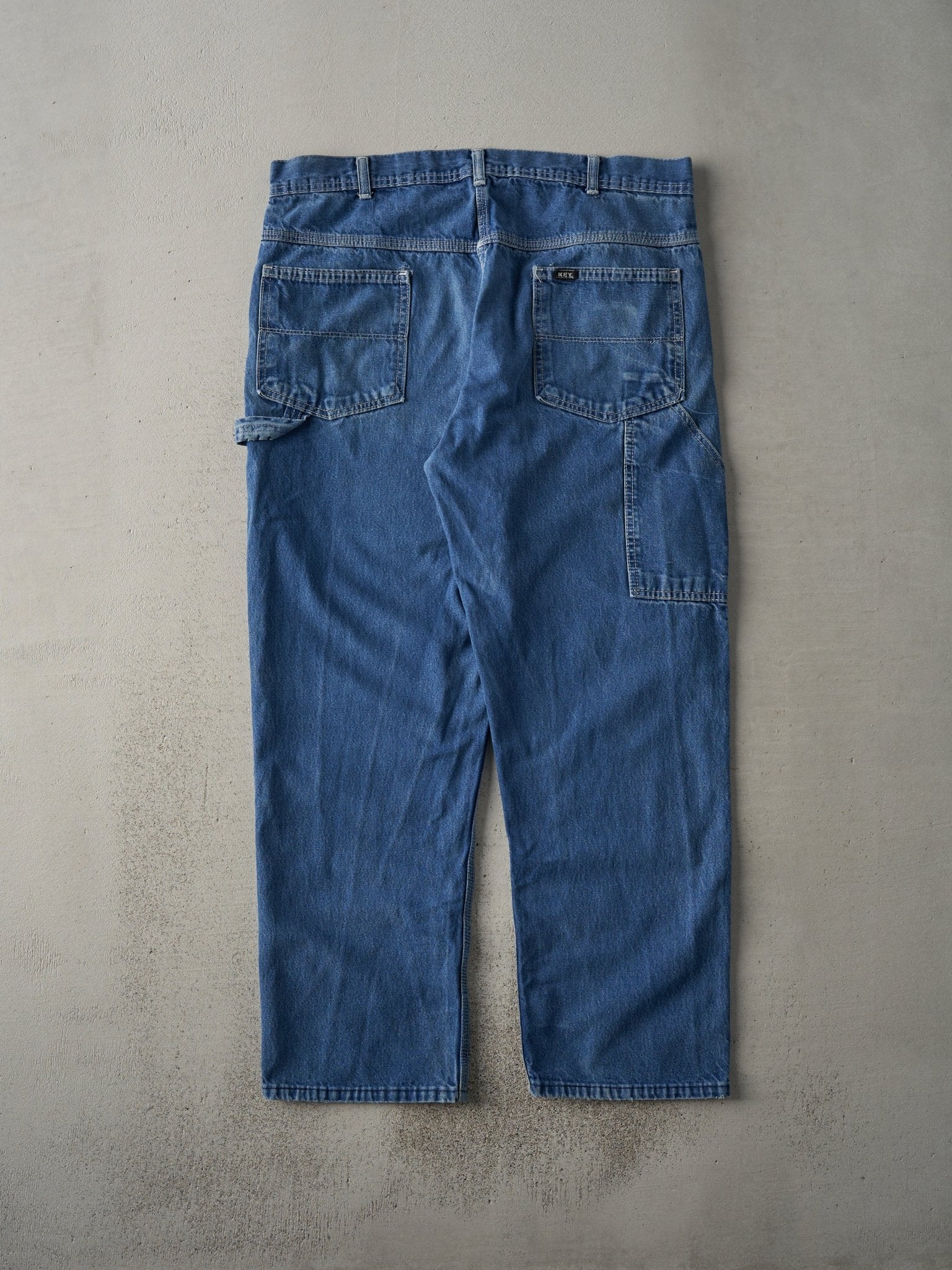 Vintage 90s Mid Wash Denim Key Apparel Carpenter Jeans (36x28)