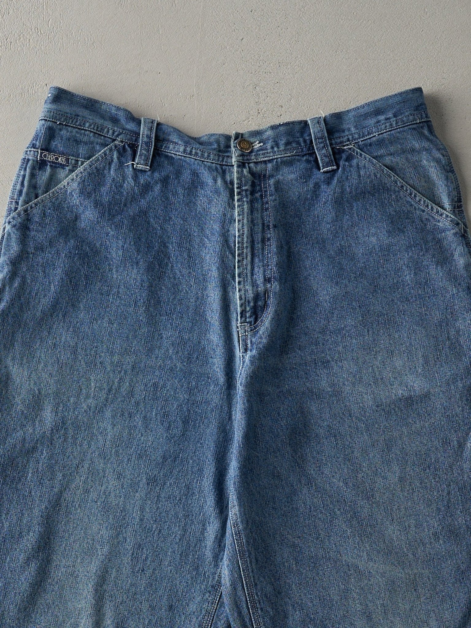 Vintage 90s Mid Wash Relaxed Fit Cherokee Carpenter Jean Shorts (34x13)