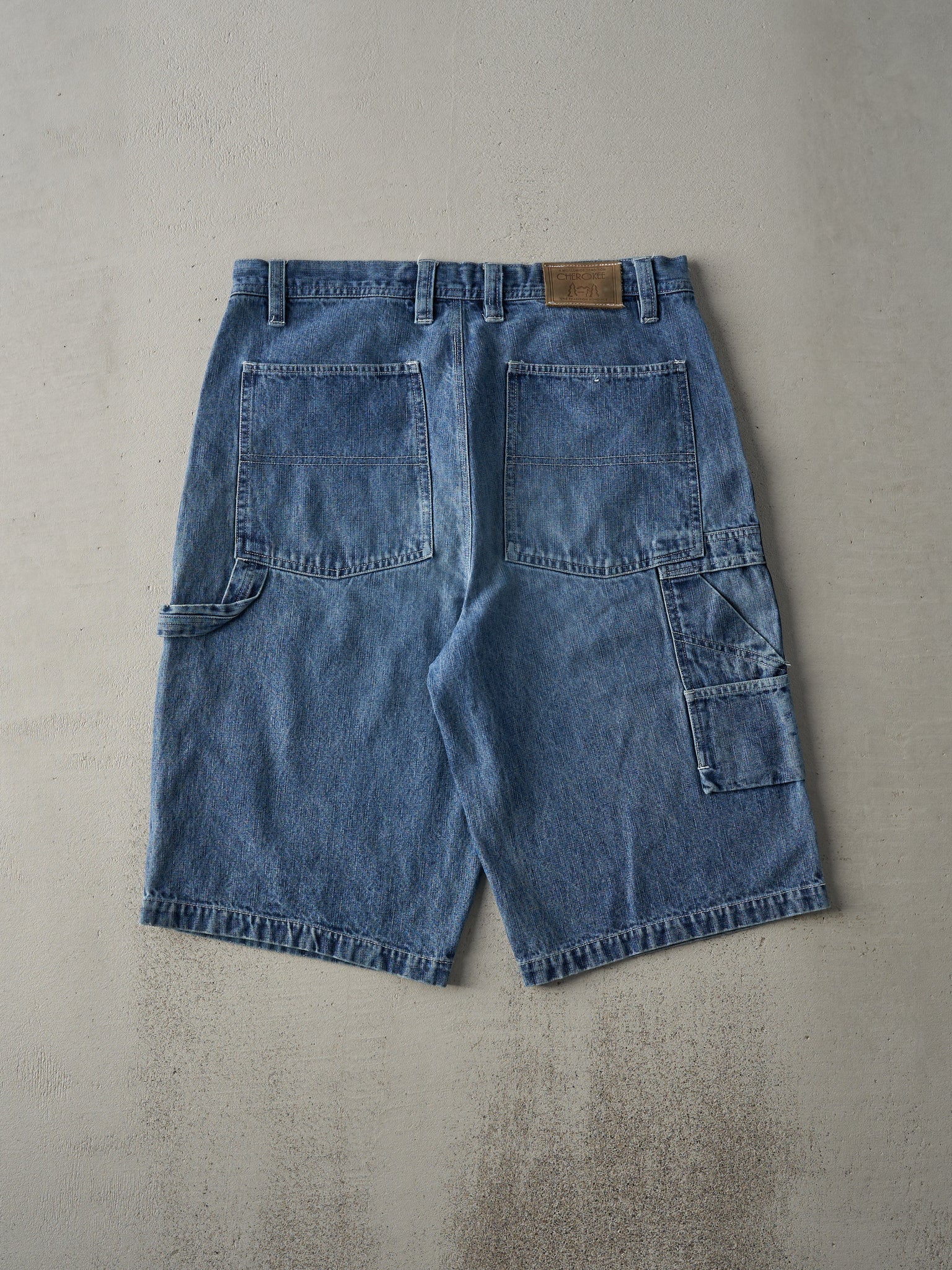 Vintage 90s Mid Wash Relaxed Fit Cherokee Carpenter Jean Shorts (34x13)