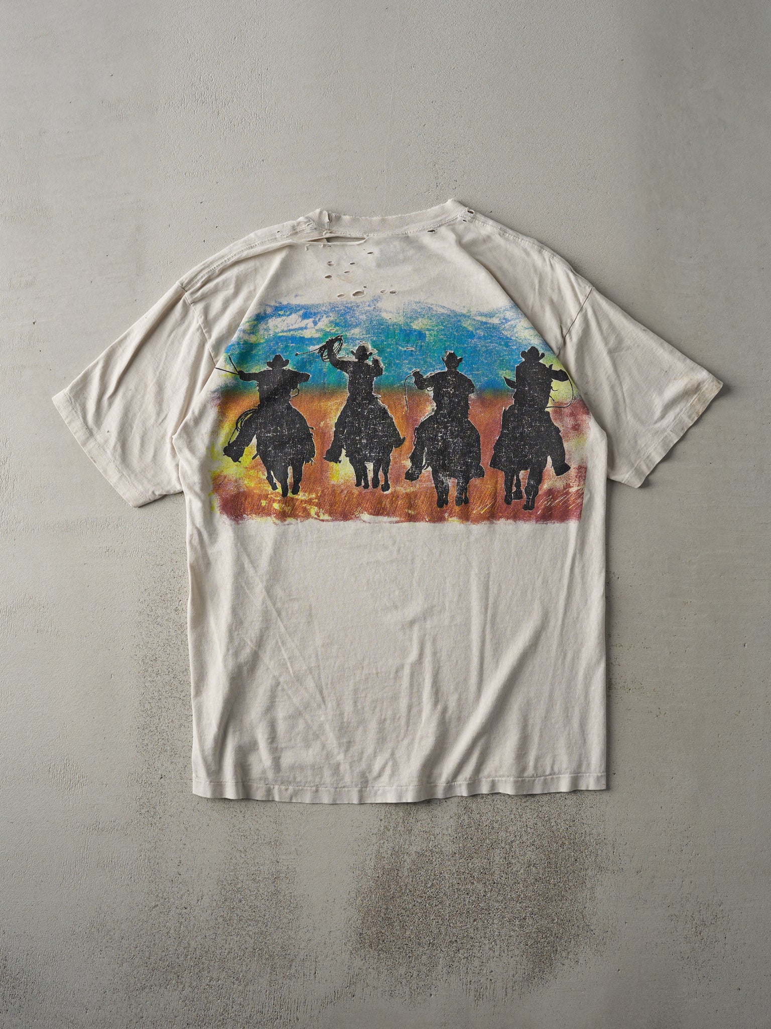 Vintage 90s Beige Arizona Cowboy Single Stitch Tee (M/L)