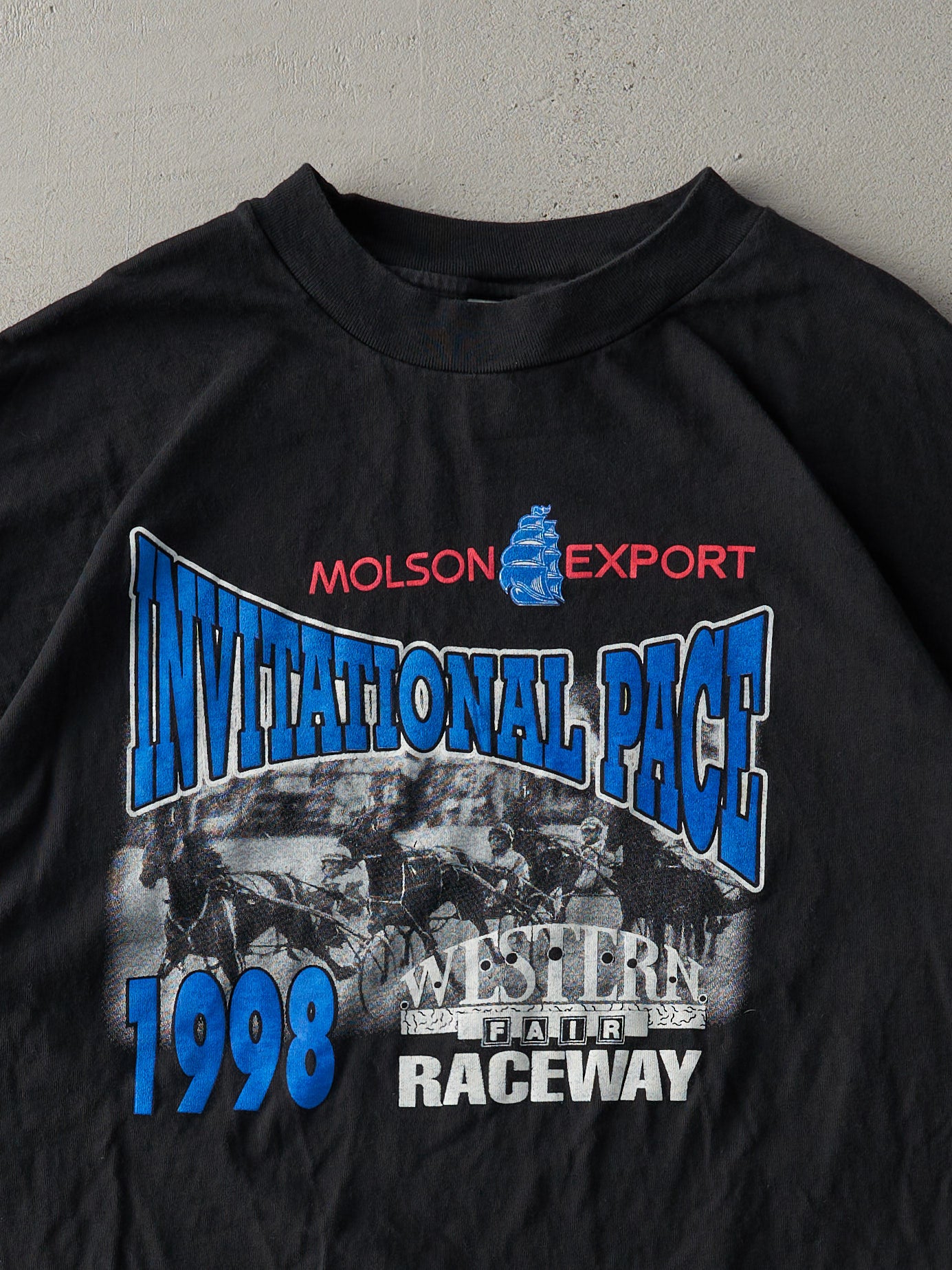 Vintage 98' Black Molson Export Horse Racing Tee (L)