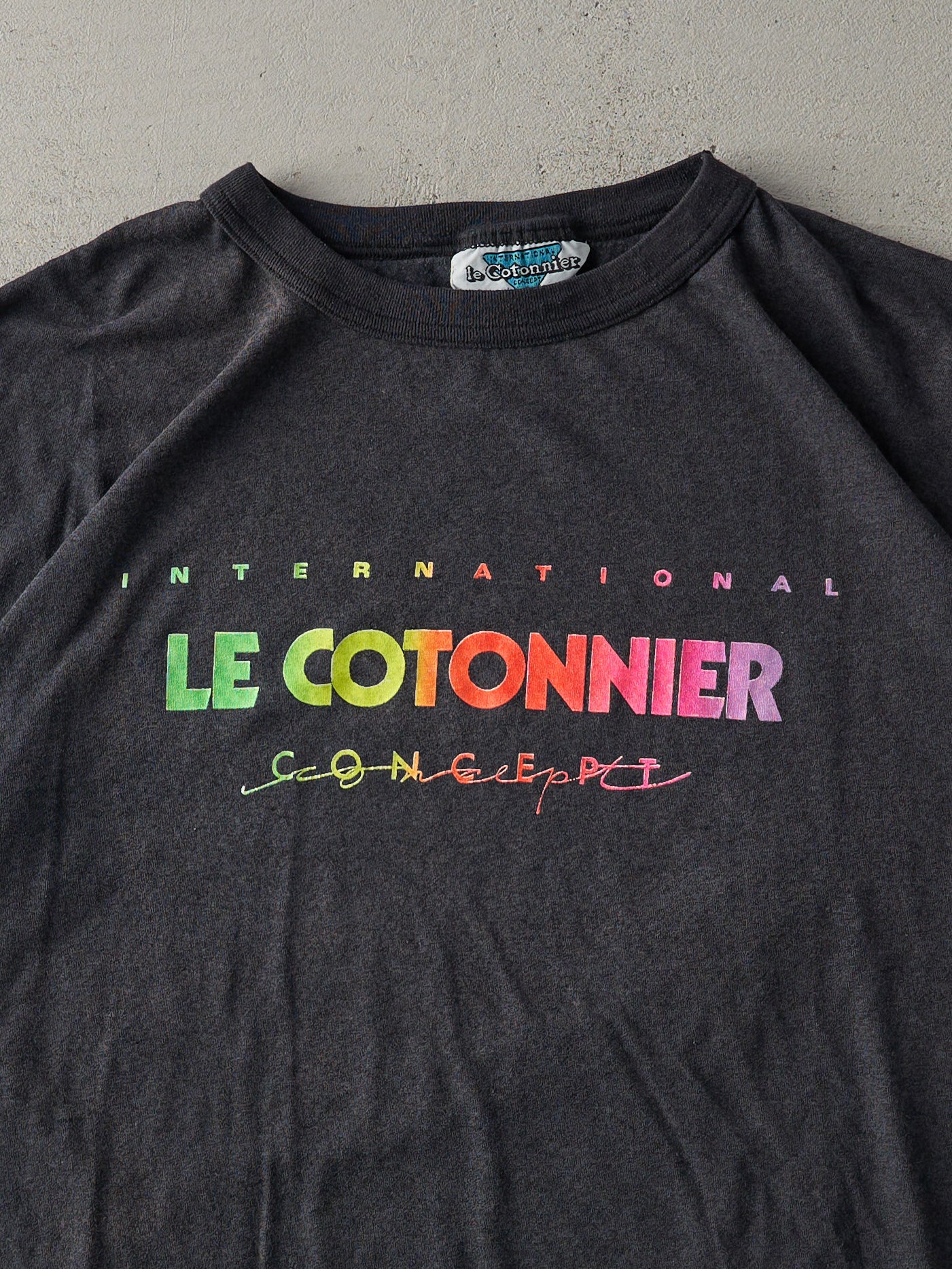 Vintage 90s Charcoal Grey International Le Cotonnier Concept Tee (L)