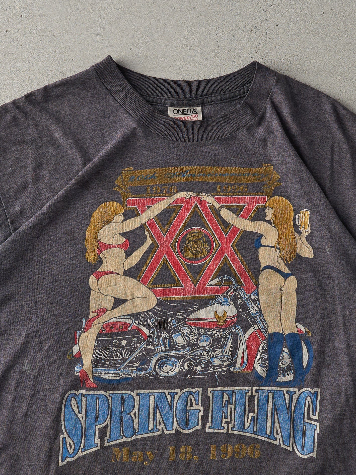 Vintage 96' Charcoal Grey Spring Fling Single Stitch Biker Tee (M)