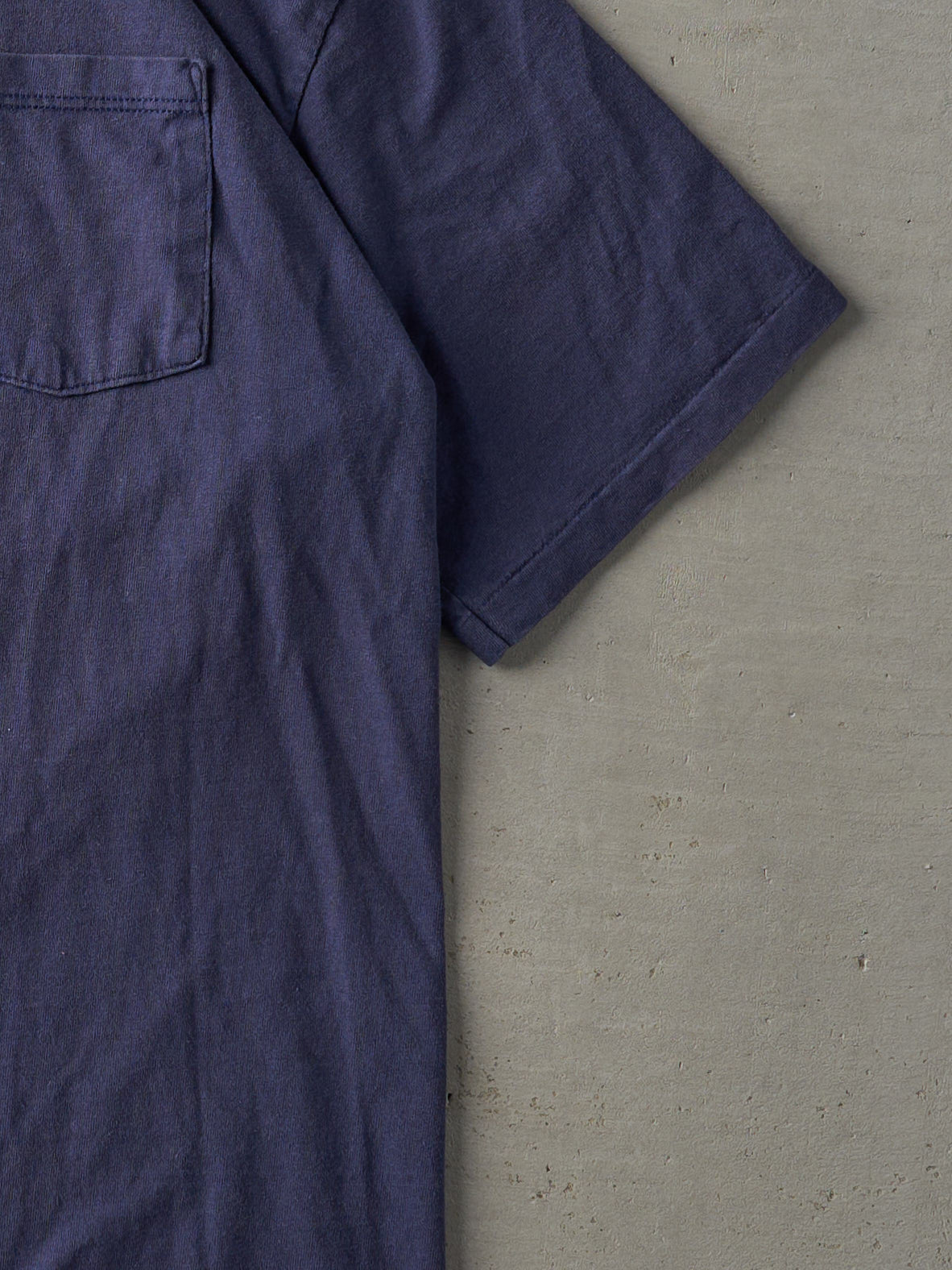 Vintage 90s Navy Blue Blank Single Stitch Pocket Tee (L)