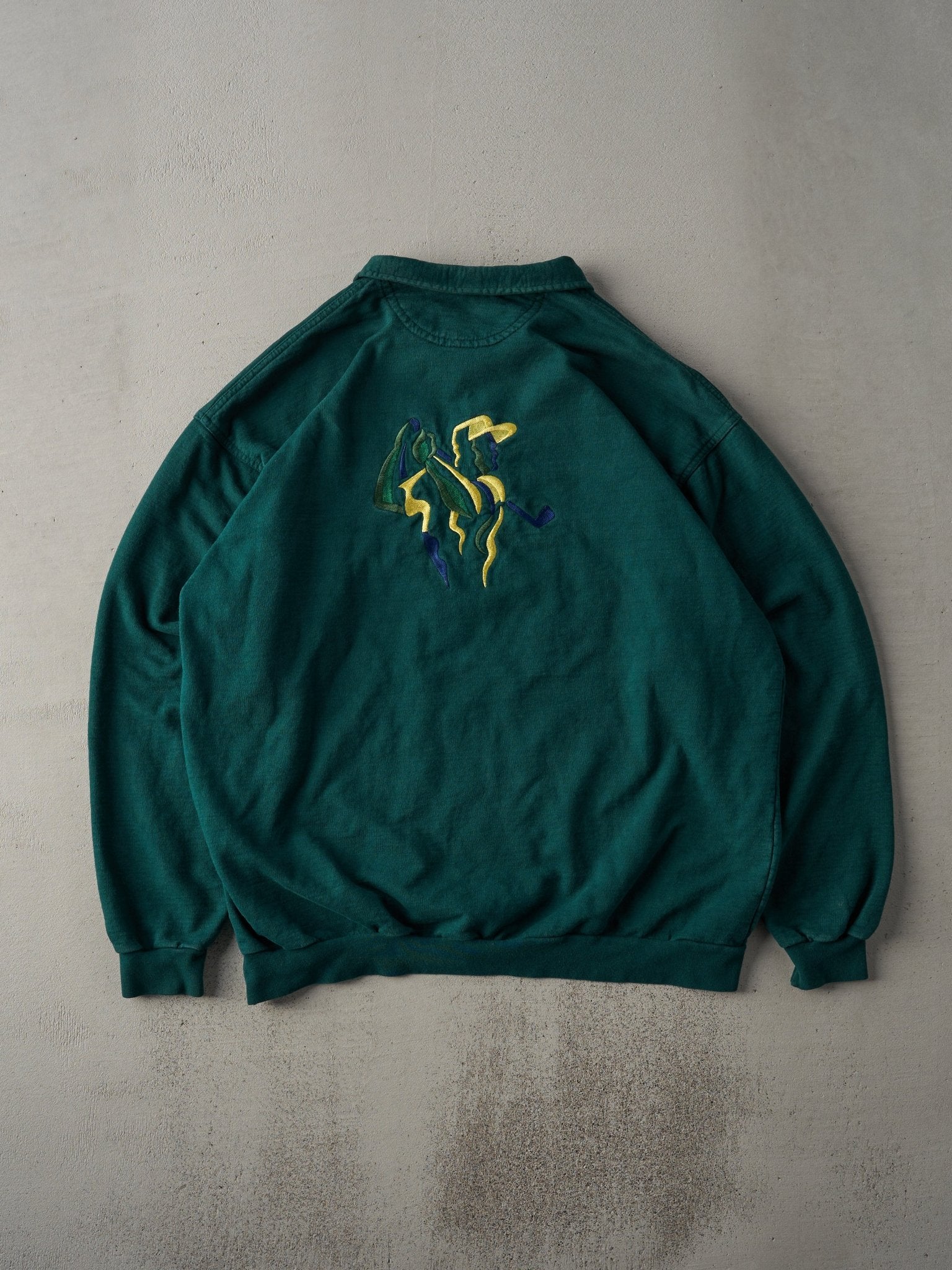 Vintage 90s Forest Green Nortel Northern Telecom Embroidered Quarter Zip Crewneck (L)