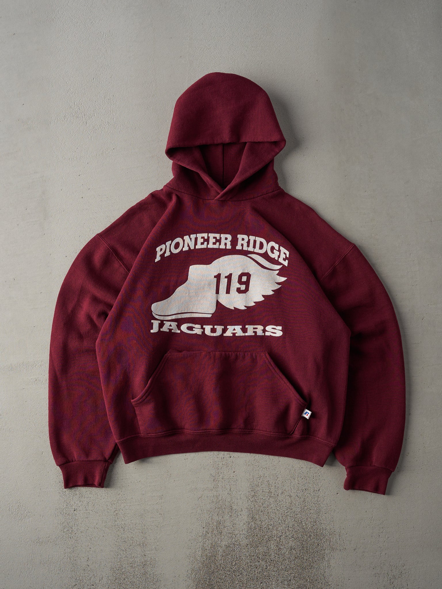 Vintage Y2K Burgundy Russell Athletics School Athletics Hoodie (L)