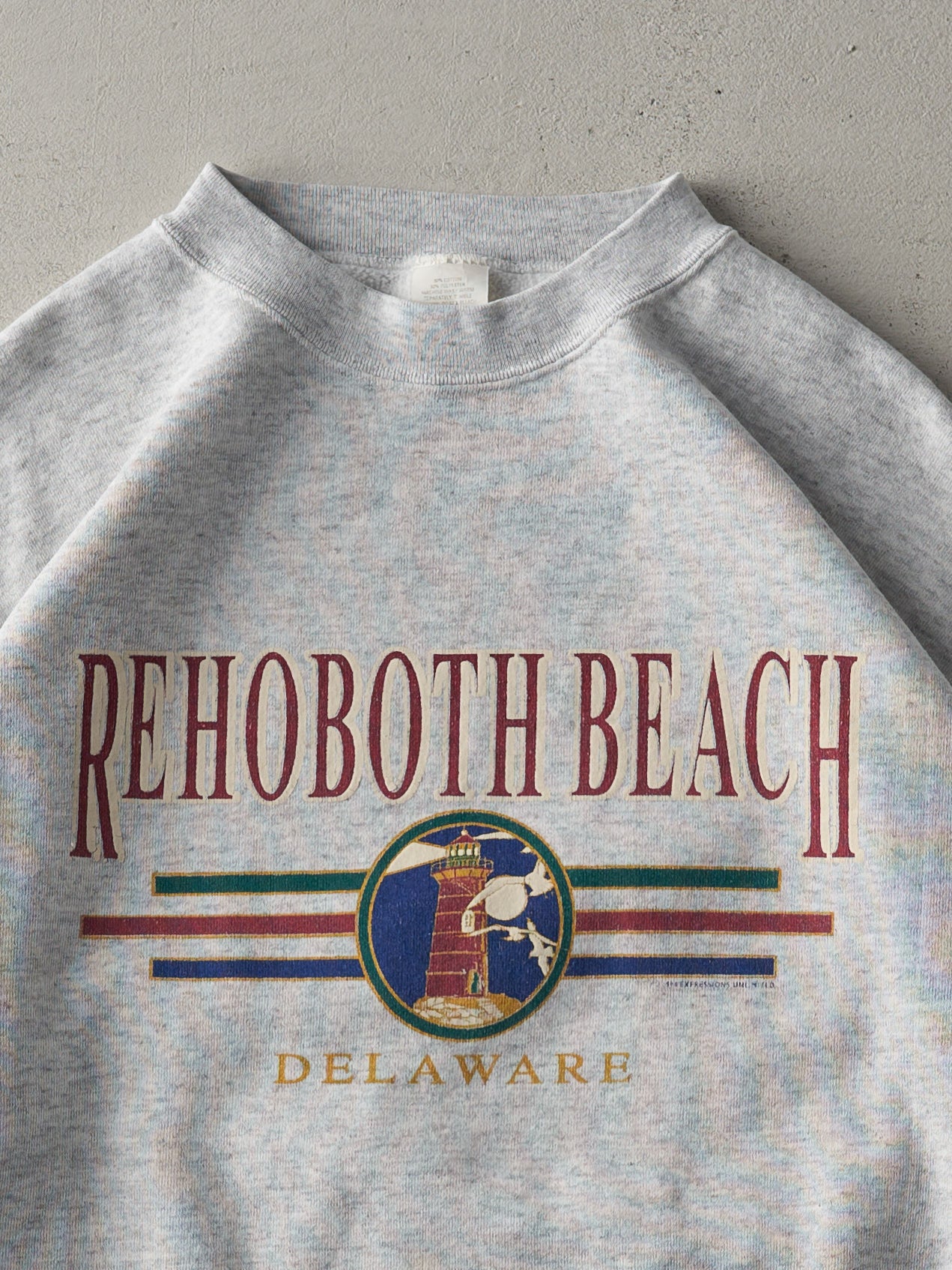 Vintage 90s Heather Grey Rehoboth Beach Boxy Crewneck (L)