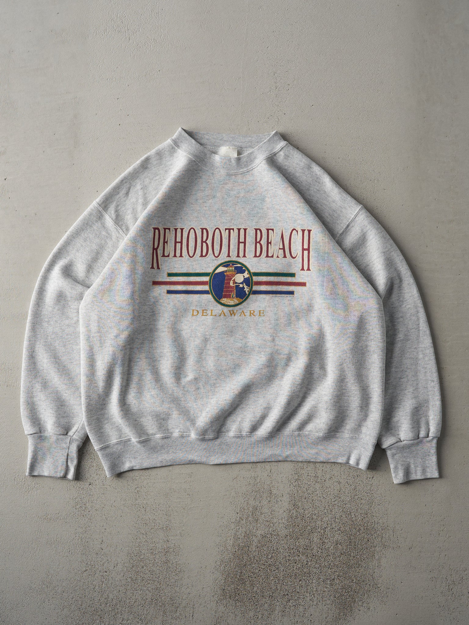 Vintage 90s Heather Grey Rehoboth Beach Boxy Crewneck (L)